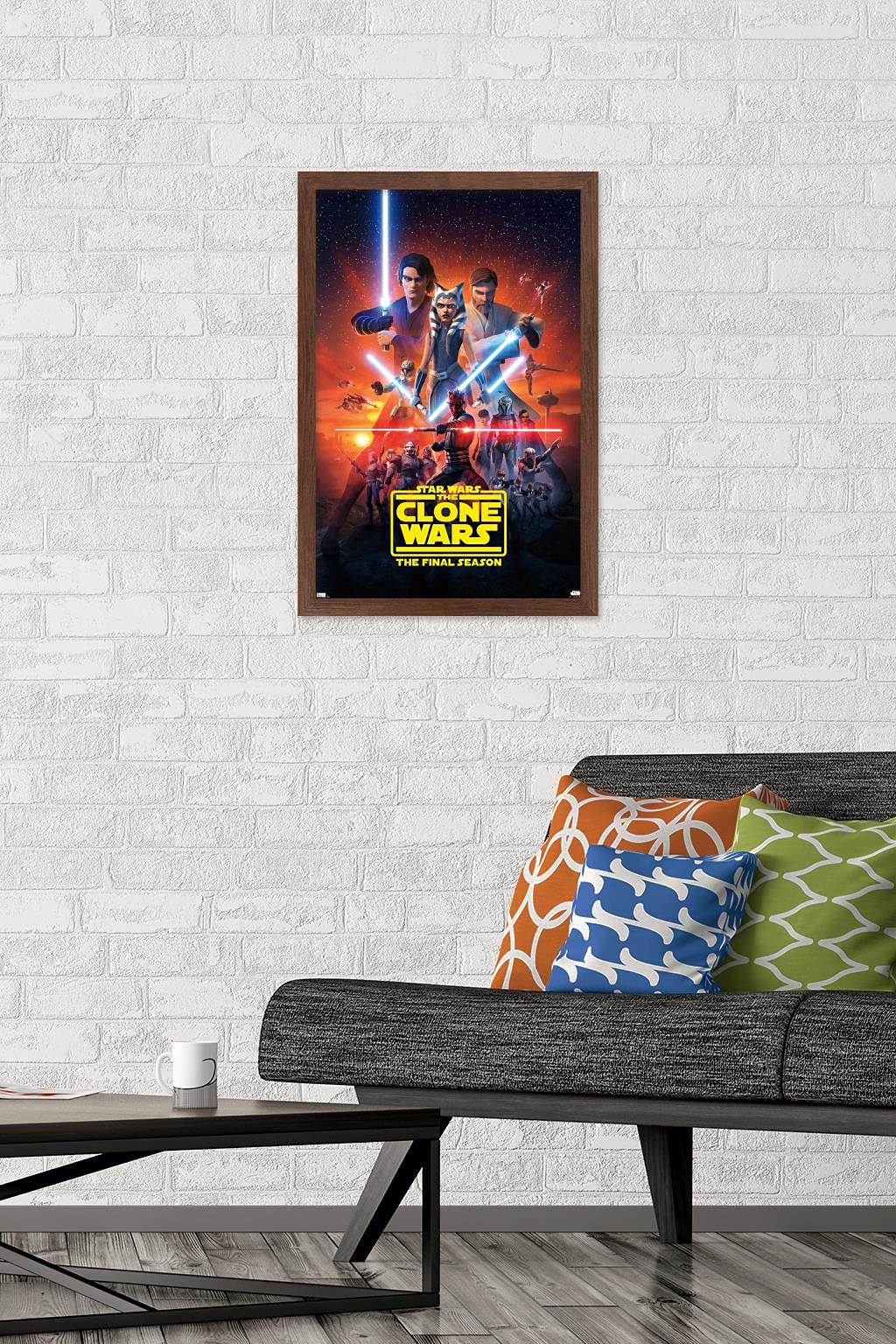 Trends International Star Wars: The Clone Wars - Season 7 Key Art Wall Poster, 14.725'' X 22.375'', Mahogany Framed Version