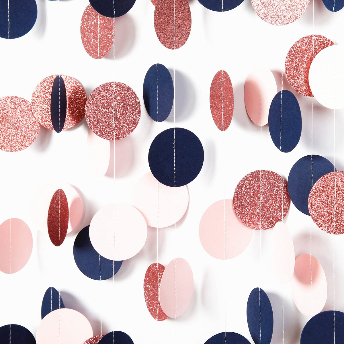 Navy-Blue Pink Rose-Gold Gender-Reveal Decorations - 52Ft Party Streamers Garland Backdrop Banner Decor,Baby Bridal Shower Engag