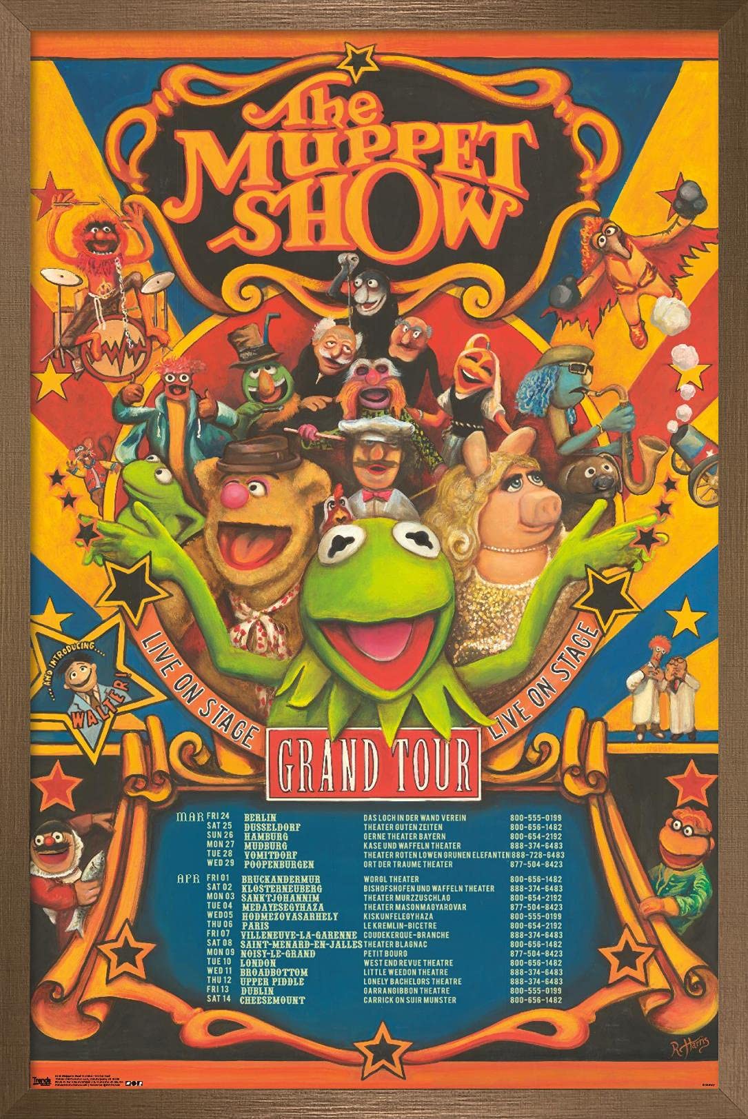 Trends International Disney The Muppets: Most Wanted - Grand Tour Wall Poster, 14.725'' X 22.375'', Bronze Framed Version