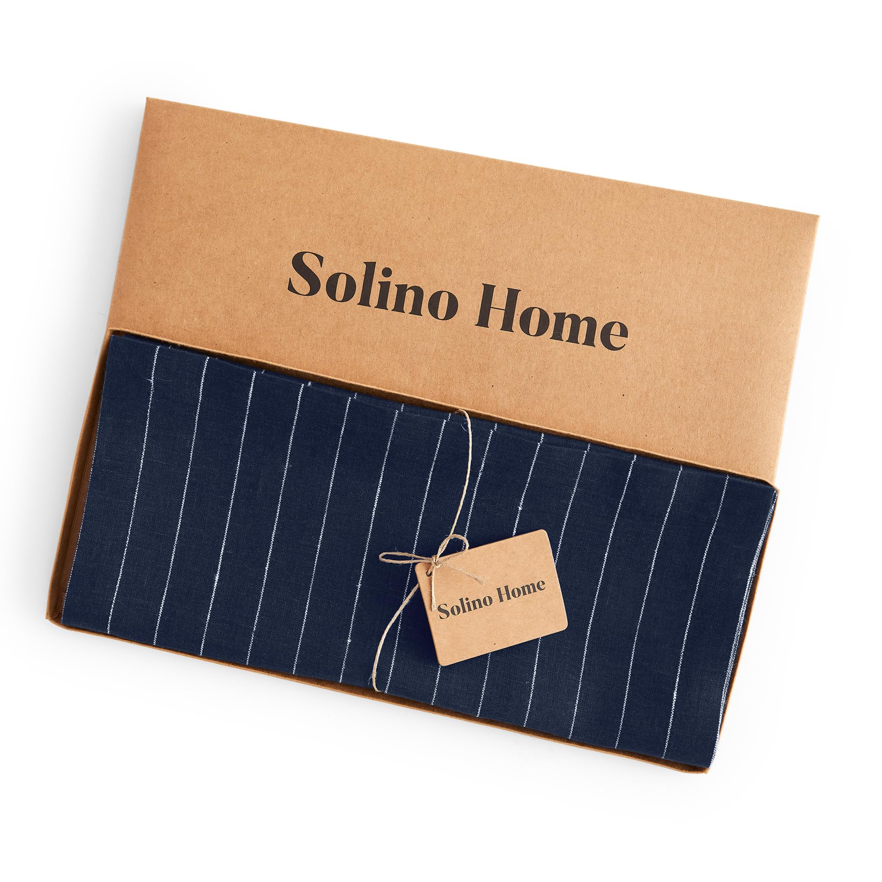 Solino Home Pinstripe Linen Navy And White Table Runner 120 Inches Long - 100% Pure Linen Dining Table Runner 16 X 120 Inch Idea