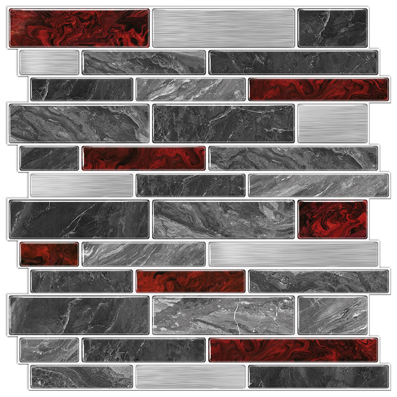 VICCI 12-Sheet Peel and Stick Tile Backsplash, Vinyl Waterproof Tiles Decals 12 x 12 inch Self Adhesive Wall Sticker for Kitchen