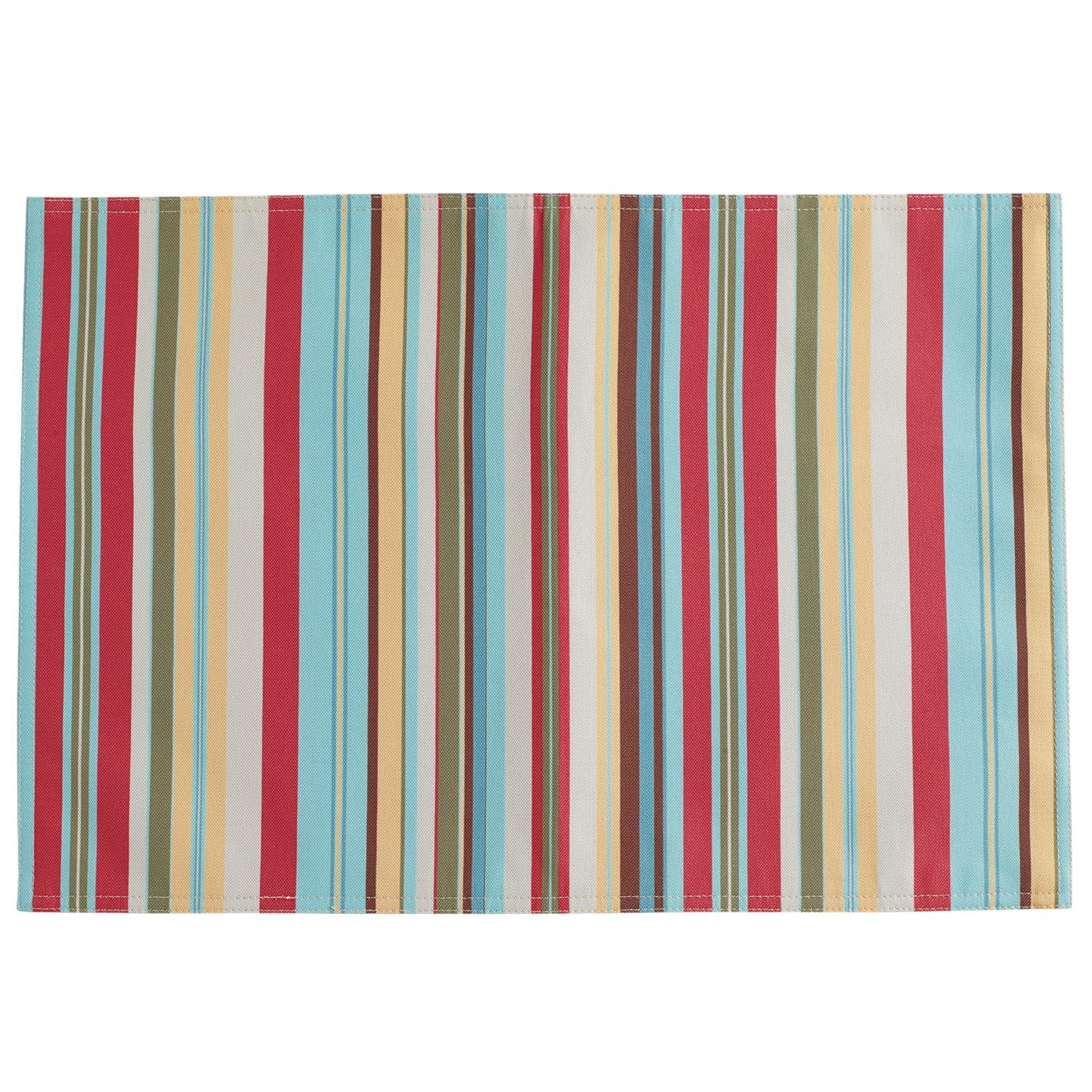 Dii Indoor/Outdoor Tabletop Collection Multi-Use, Machine Washable, Striped, Reversible Placemat Set, 13X19, Summer Print