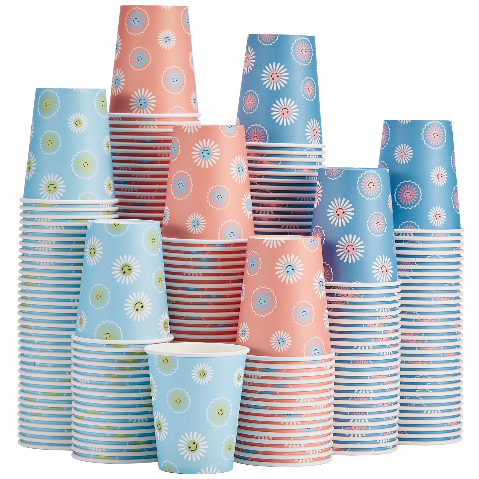 SIUQ 300 Pack 8 OZ Paper Cups  Disposable Coffee Cups without BPA  Hot/Cold Beverage Drinking Cups for Water Juice  Perfect for Office Party Home (Daisy)