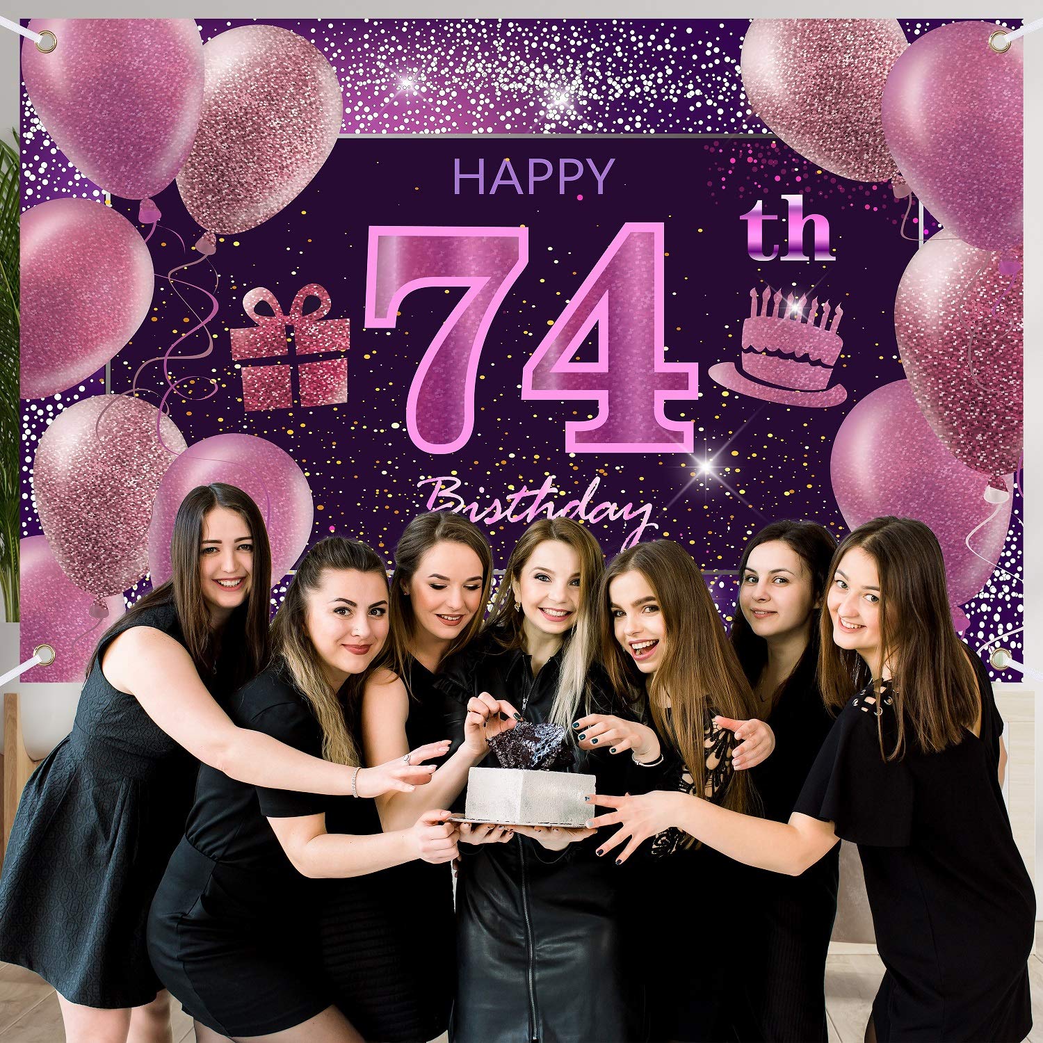 74Th Birthday Decorations For Girls Imisi Happy Birthday Banner Pink Decorations For A Party Birthday Backdrop For Women