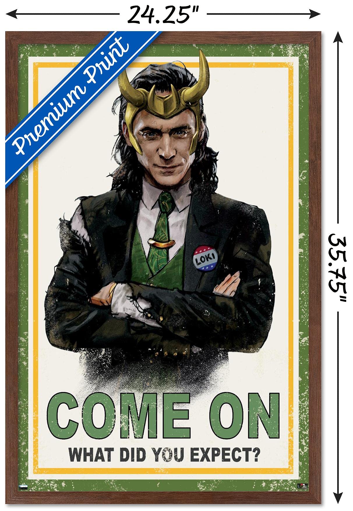 Trends International Marvel Loki-What Did You Expect Wall Poster, 22.375'' X 34'', Mahogany Framed Version