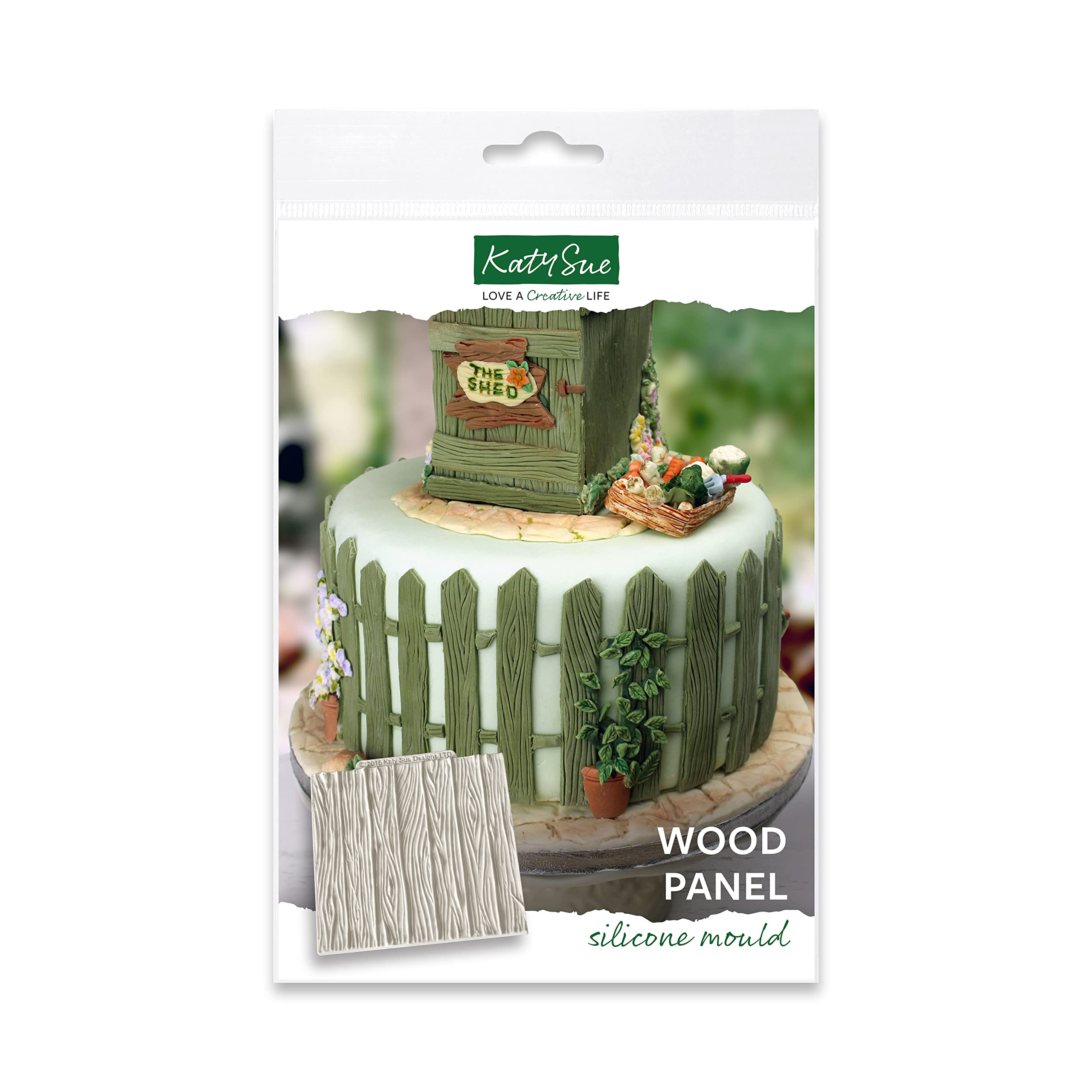 Katy Sue Wood Panel Silicone Mold For Cake Decorating & Crafts - Mold And Texture Size 102 X 102 X 3Mm / 4.02 X 4.02 X 0.12 Inch