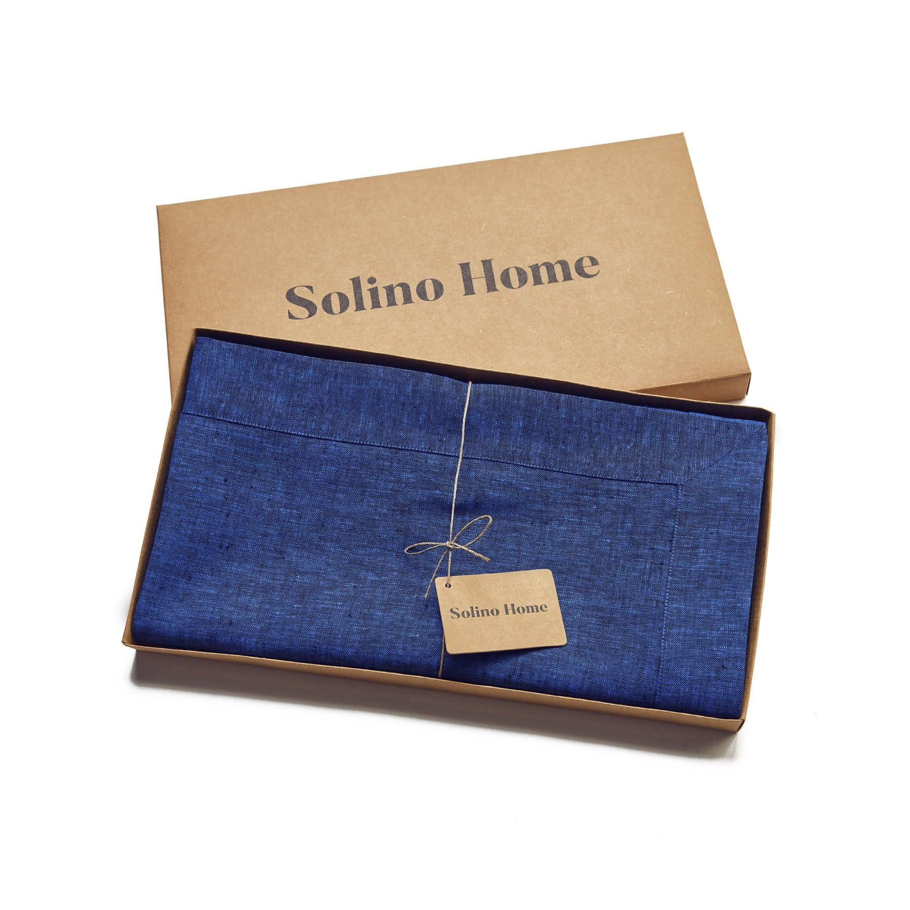 Solino Home Linen Tablecloth 120 '' L X 60 '' W Inch - 100% Pure Linen Royal Blue Tablecloth - Machine Washable Rectangle Tablec