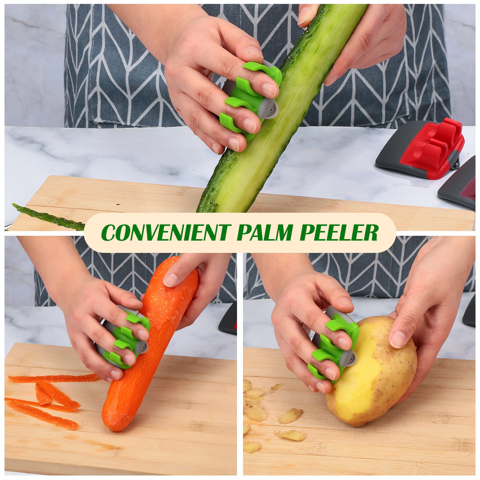 4 Pieces Palm Fruit Peeler Finger Potato Peeler Kitchen Vegetable Peeler Hand Fruit Peeler With Comfortable Rubber Finger Grip F