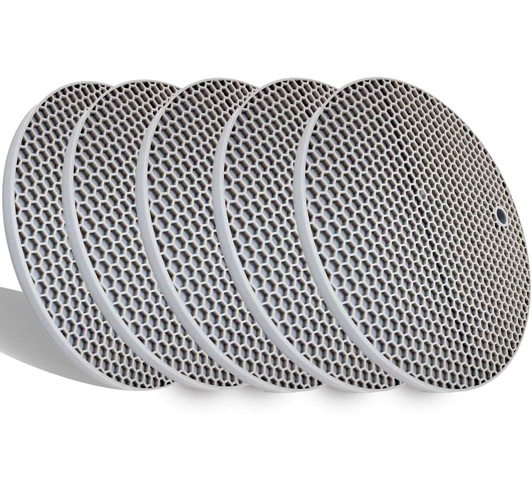 5 Pcs Extra Thick Silicone Trivets Pot Holder And Oven Mitts,Trivets For Hot Dish,Nonslip Insulation Honeycomb Rubber Hot Pads F