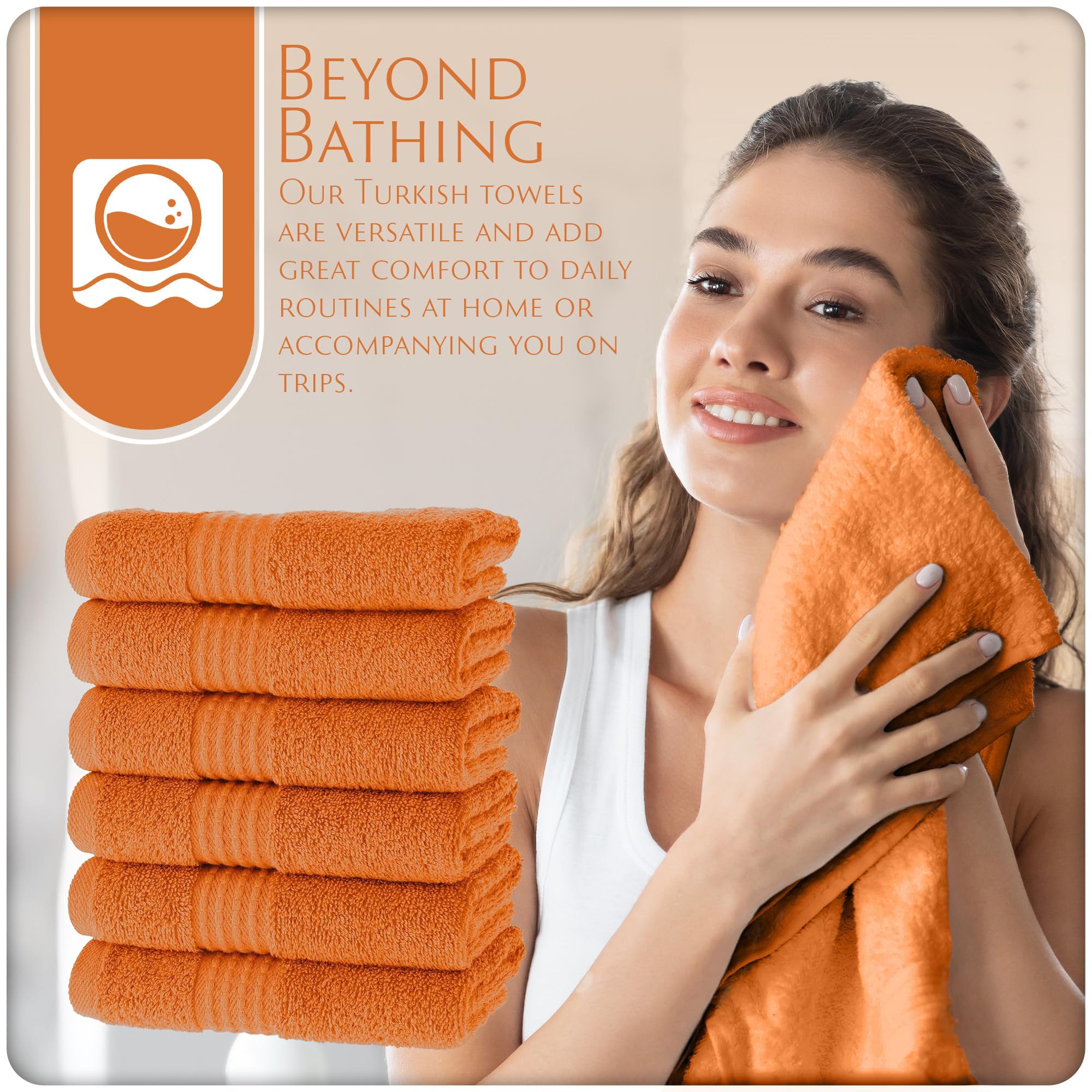 Maura Basics Turkish Cotton Washcloth Towel Set High Performance Bathroom Essentials With Hanging Loops, Standard Size 13   X13