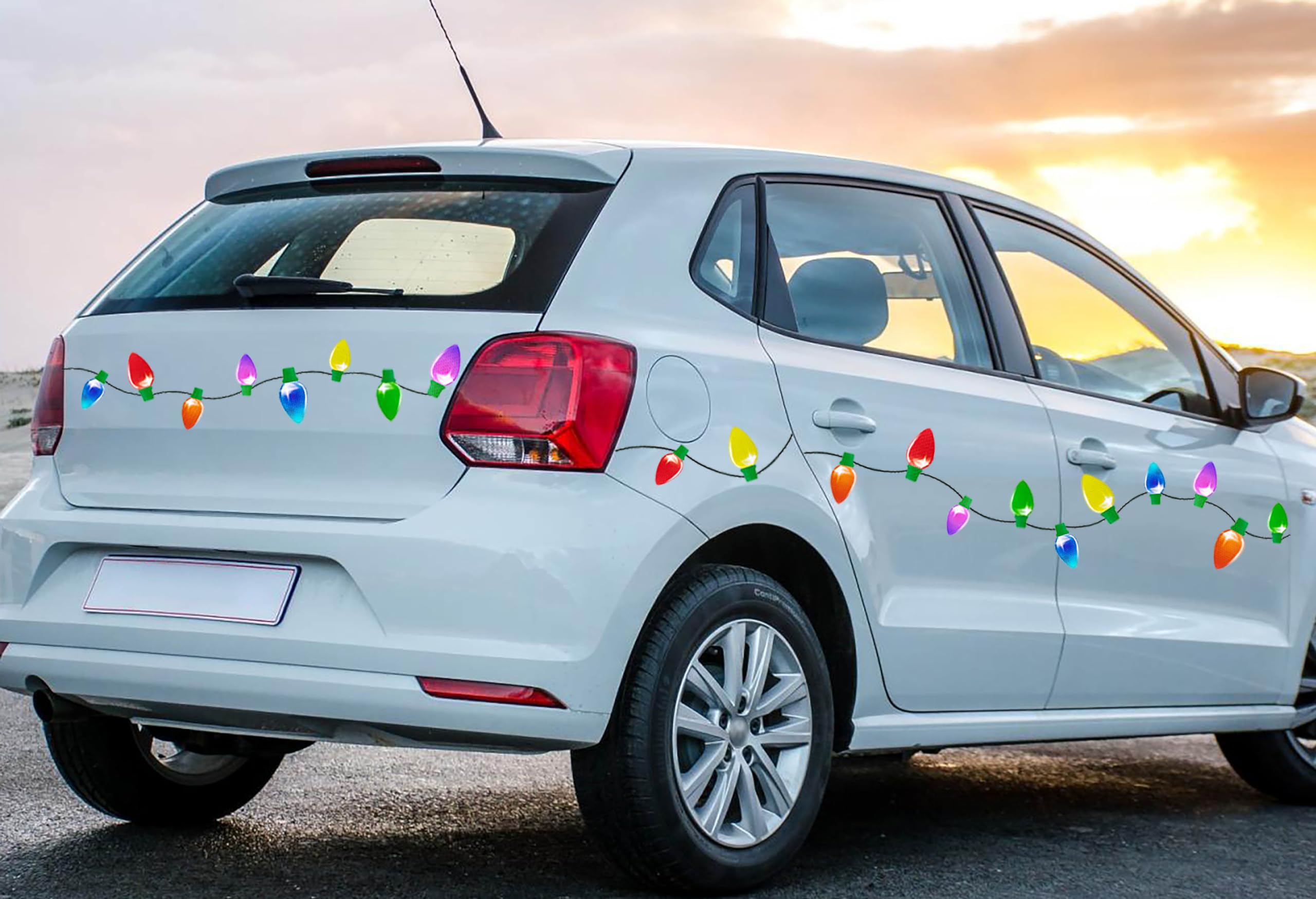 90Pcs Christmas Car Refrigerator Decorations - 42 Reflective Bulb Light Shaped Magnets 48 Magnetic Wires Ornaments Set Xmas Holi