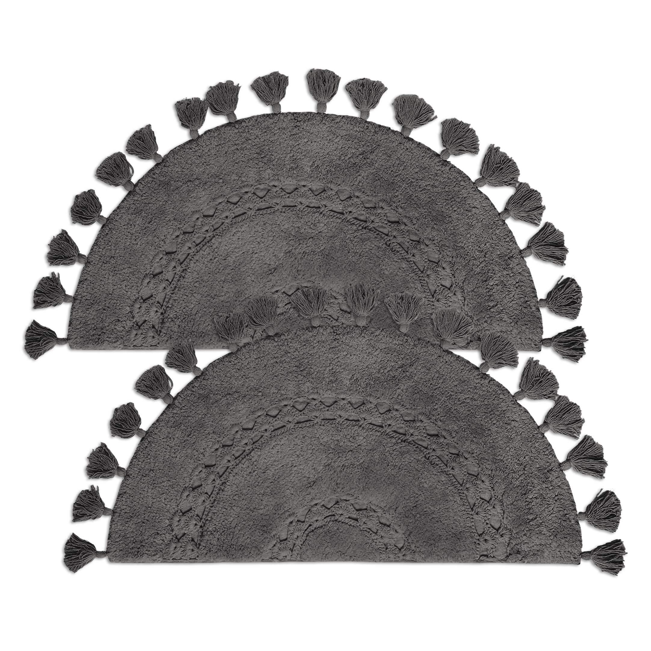 Bien Beau Pack Of 2 Half Circle Boho Rug With Tassels For Your Bathroom - Beautifully Handcrafted With Crochet Insert - Soft 100