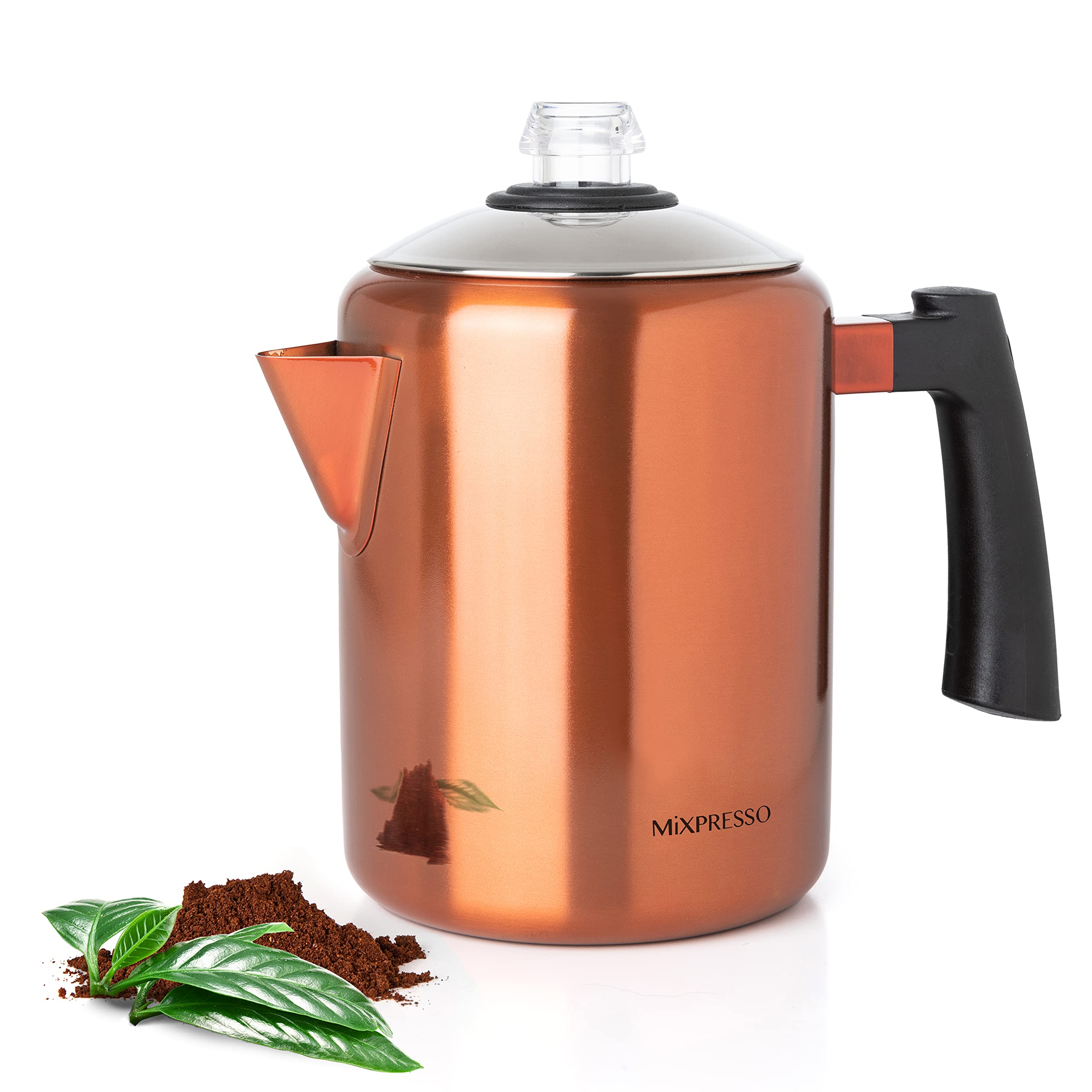 Mixpresso Stainless Steel Stovetop Coffee Percolator, Percolator Coffee Pot, Excellent For Camping Coffee Pot, 5-8 Cup Copper Co