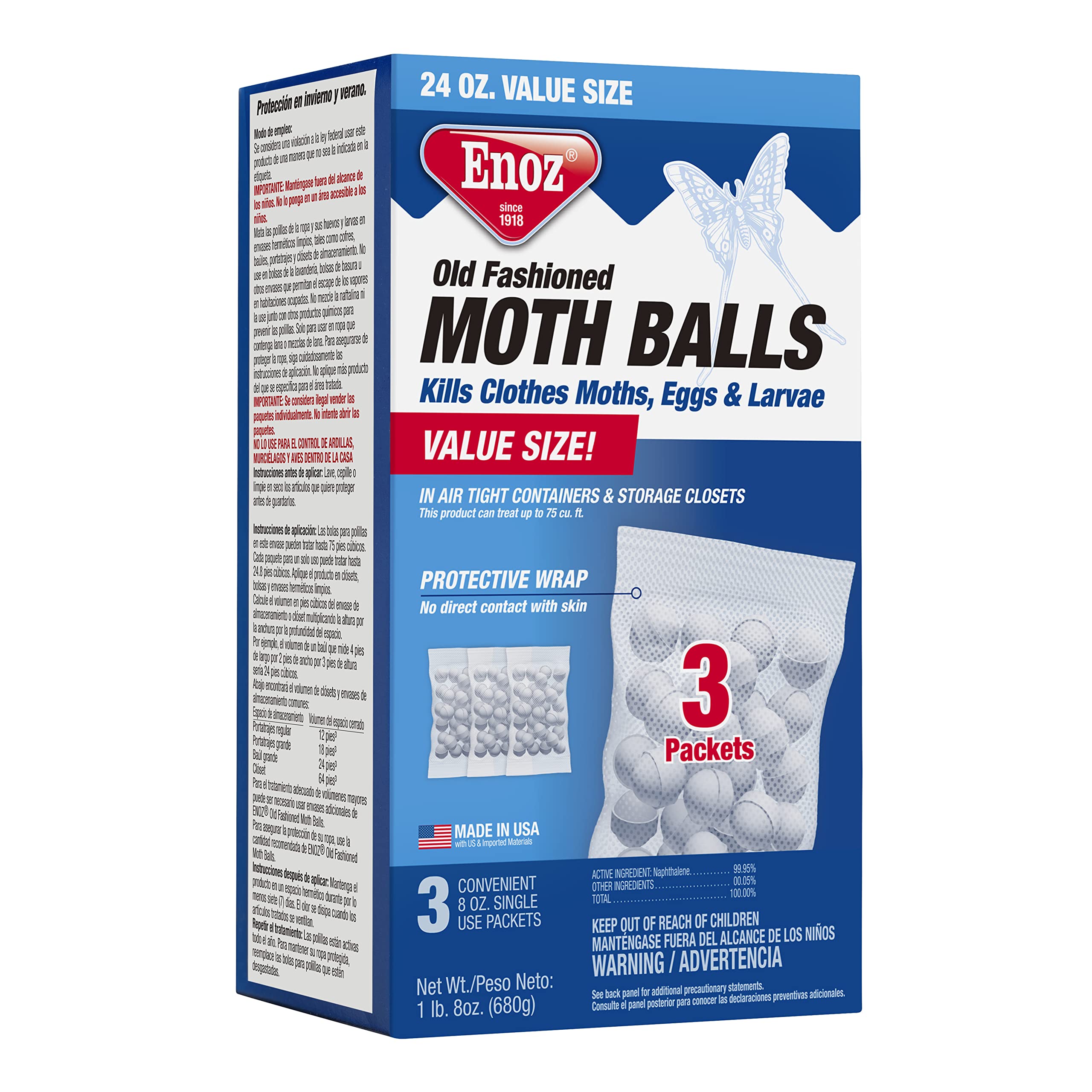 7521206 Moth Balls Old Fash 2Lbs Enoz Old Fashioned Moth Balls 32 Oz (Pack Of 12)