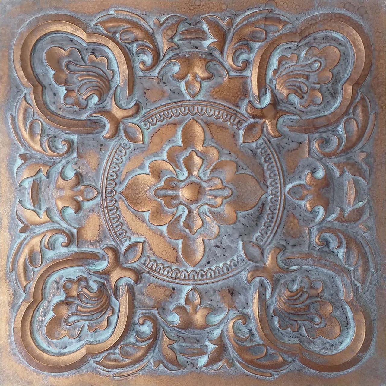 From Plain To Beautiful In Hours DCT30 Gaby PVC 2  x 2  Glue-up or Lay-in Ceiling Tile (Covers / 200 sq.ft), Weathered Copper, 5