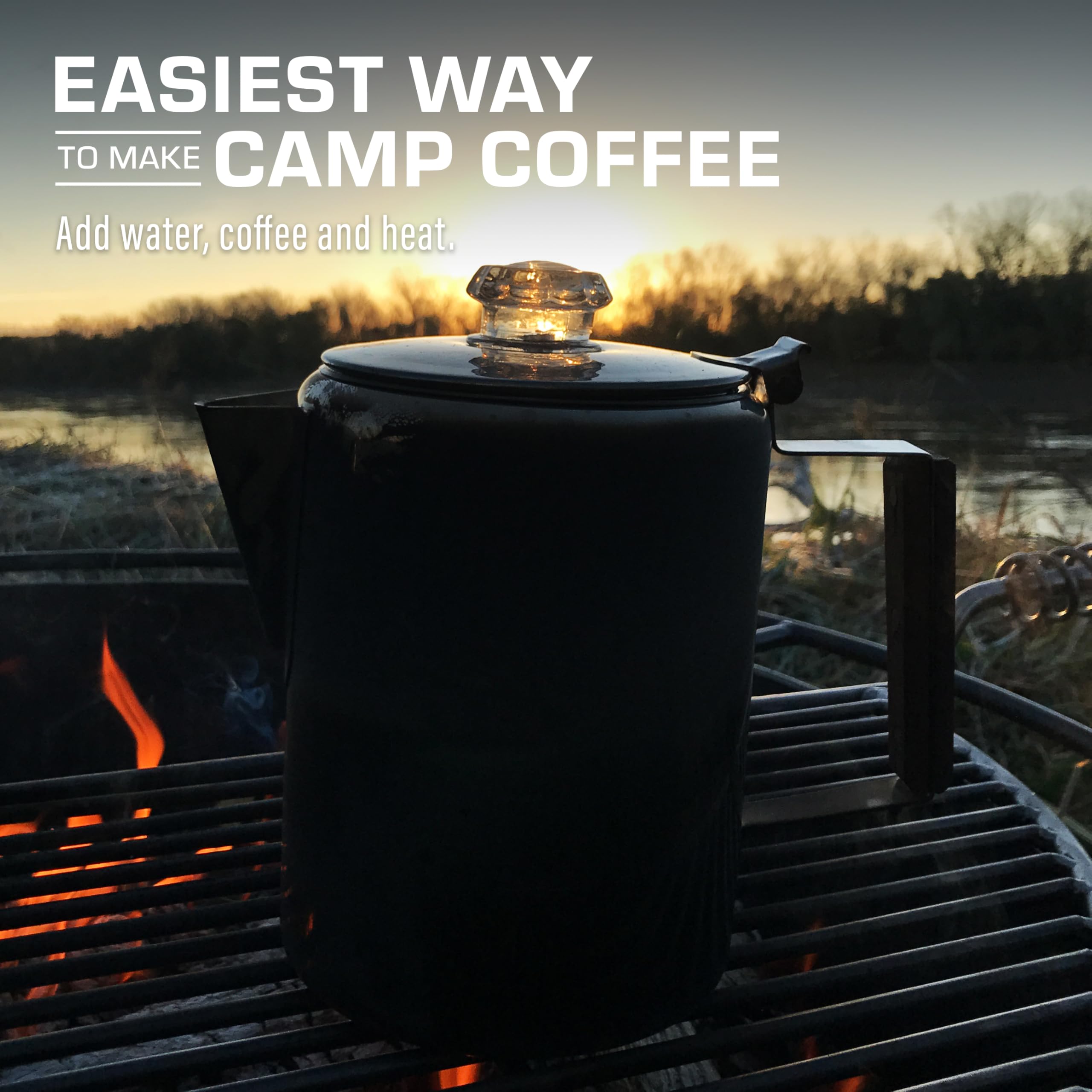 COLETTI Bozeman Camping Coffee Pot - Coffee Percolator - Percolator Coffee Pot for Campfire or Stove Top Coffee Making - 9 CUP