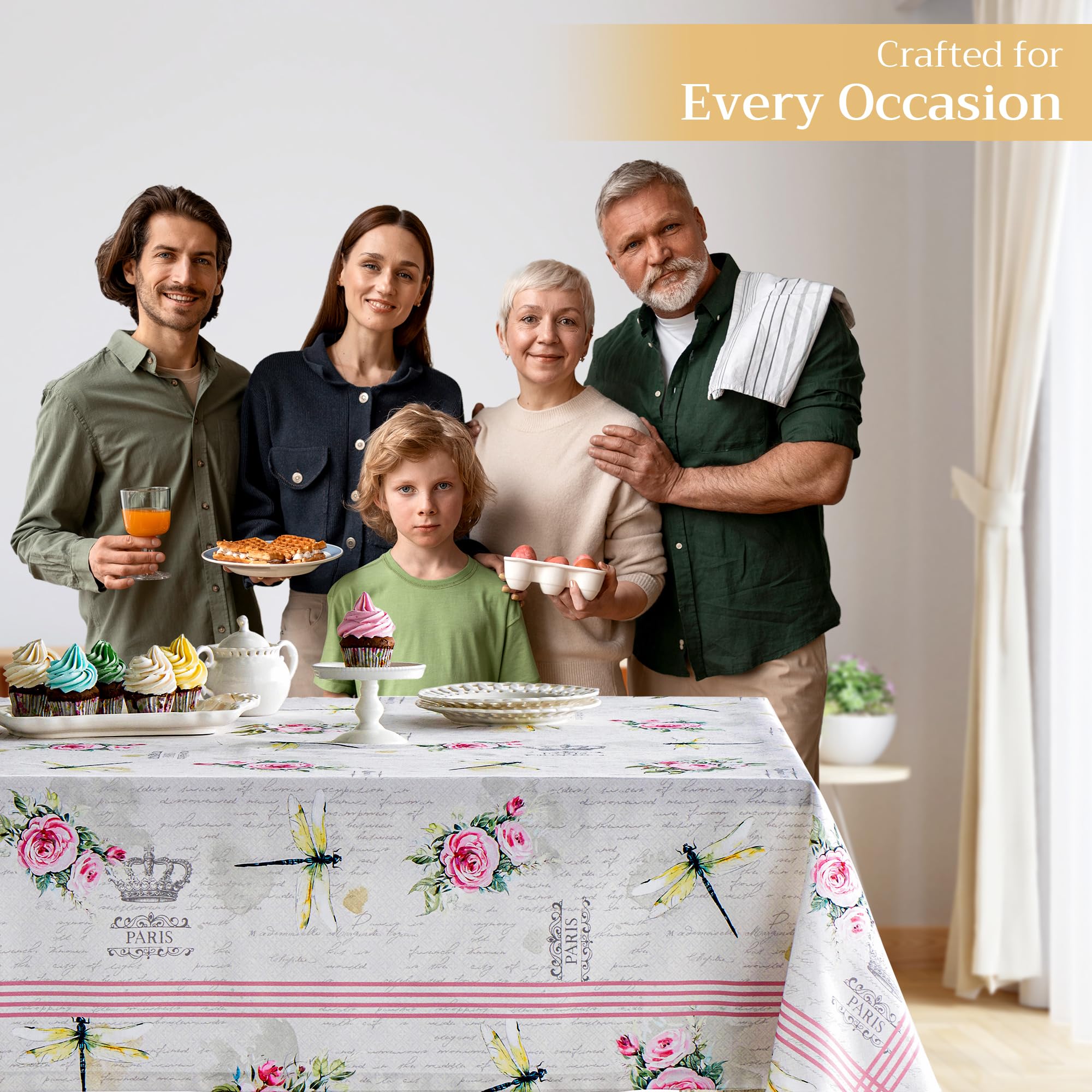 Maison D' Hermine 100% Cotton Table Cover - 60''X60'' Square Decorative Tablecloth - Tablecloths For Dining, Wedding, Farmhouse