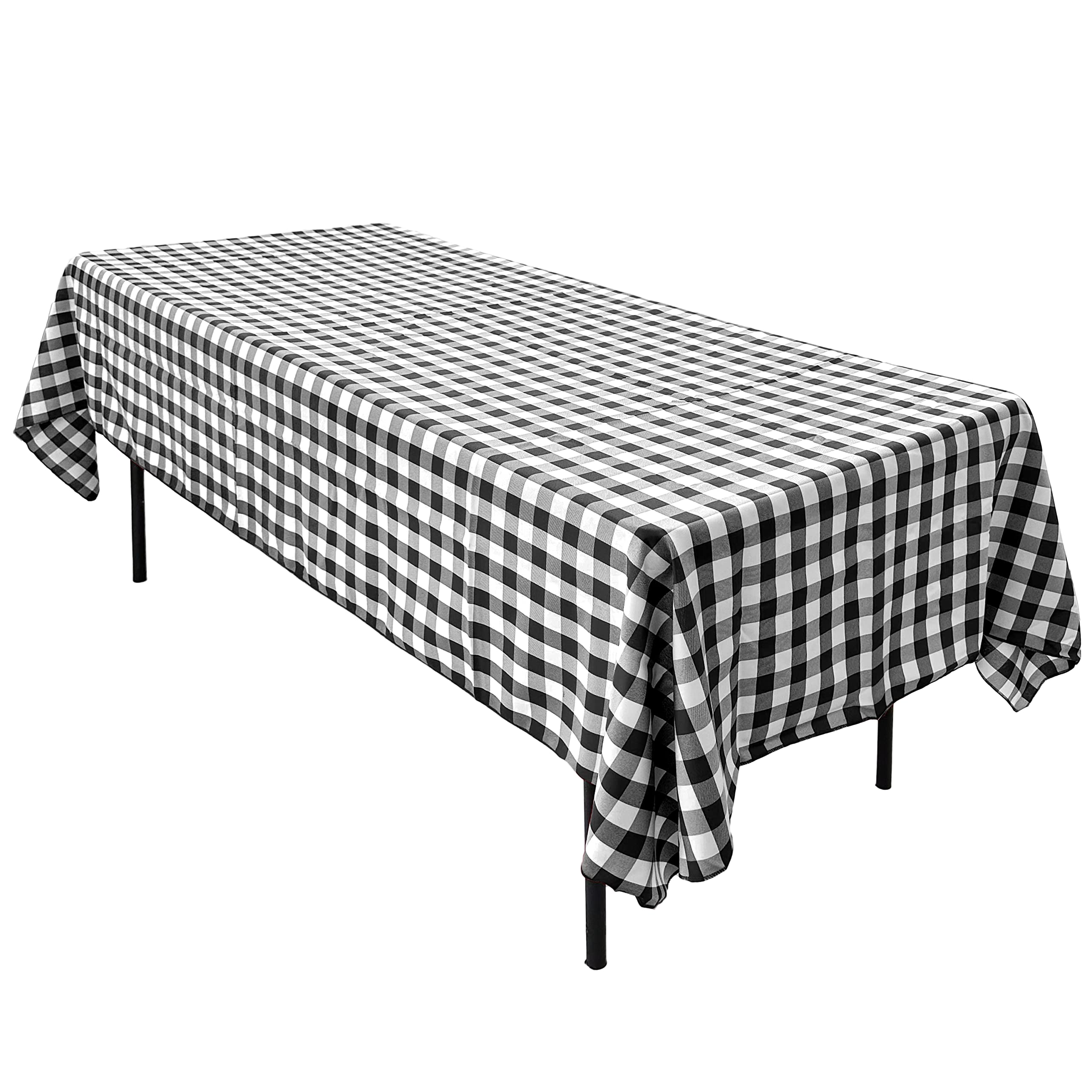Ak-Trading 60 X 126-Inch Rectangular Polyester Tablecloth - Made In Usa - Black & White Checker