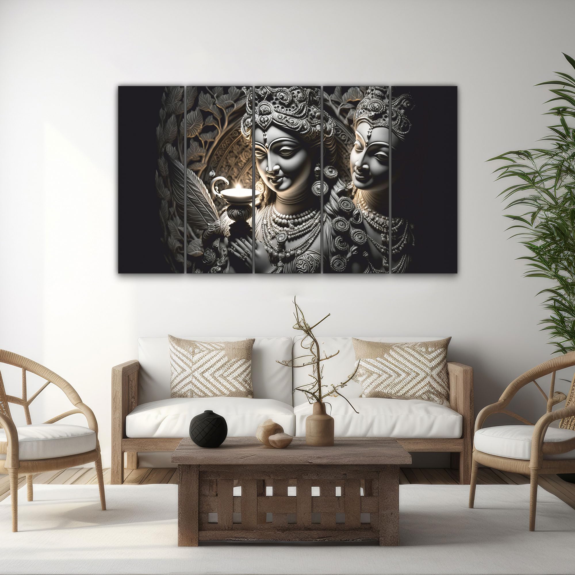 The Castle Decor Radha.krishan painting with frame 5 Big Size (27x48) Wall Art for living room,Bedroom,Drawing room,Hotels-Digit