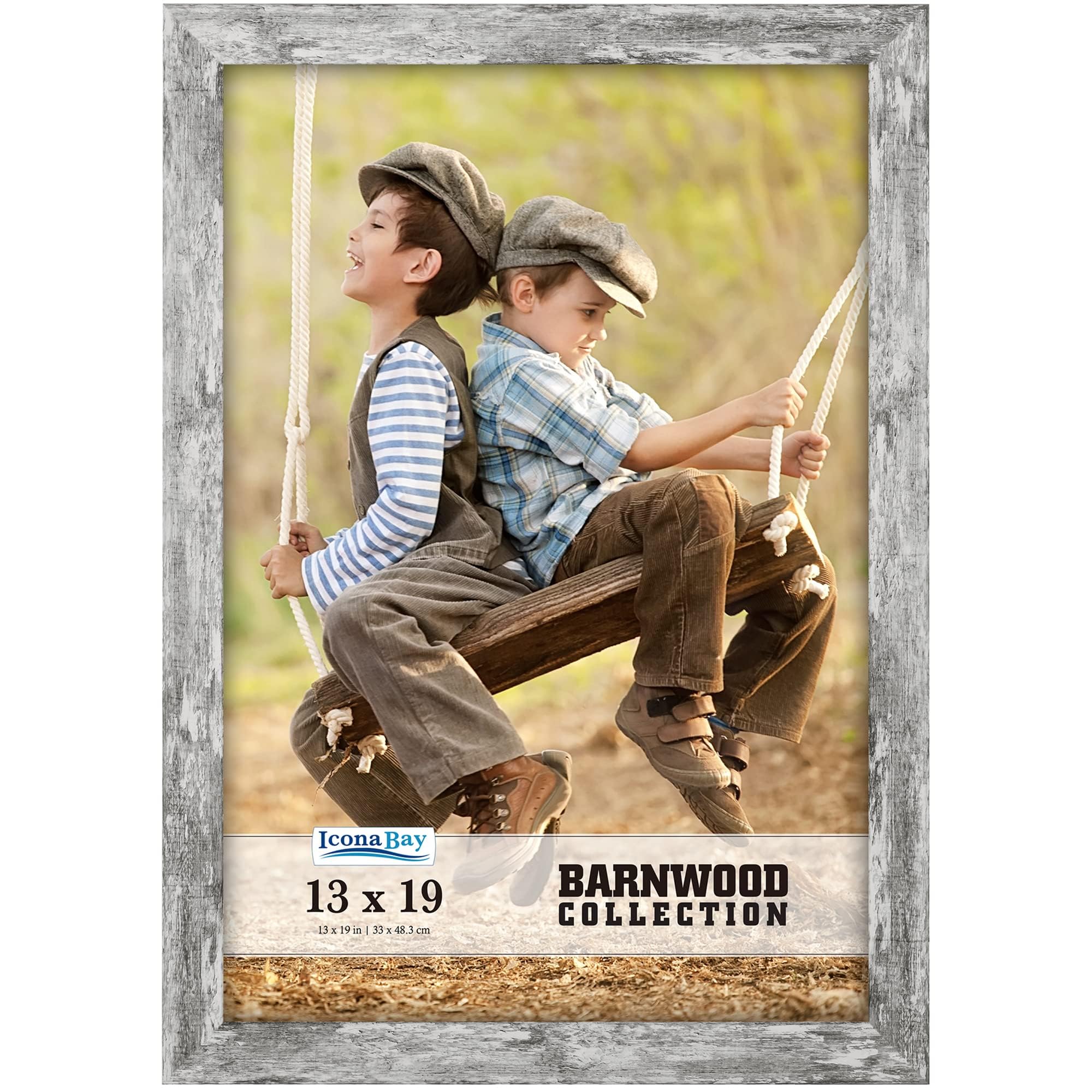 Icona Bay 13x19 Pony Gray Picture Frame, Country Rustic Style 13 x 19 Poster Frame, Wall Mount Only, Barnwood Collection