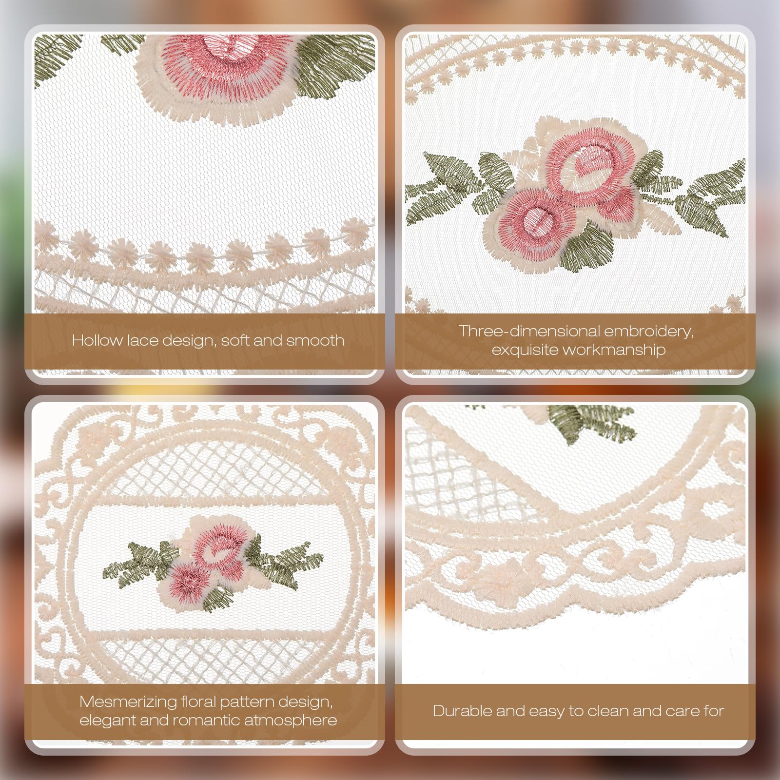 Mindsoft 12 Pcs Lace Placemats And Lace Coasters Vintage French Style Cloth Doilies Crochet Coasters Embroidered Lace Doilies Cu