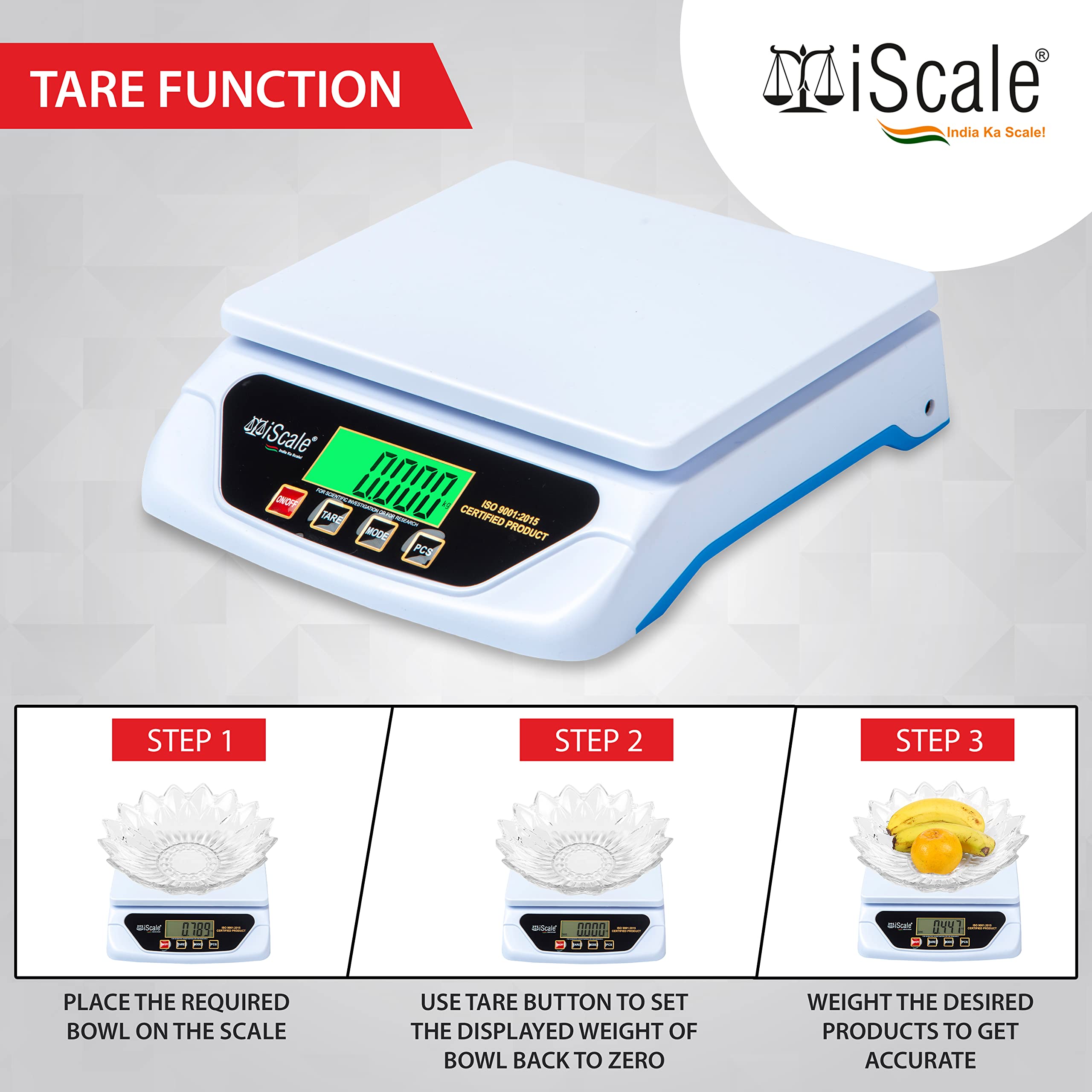 Iscale Digital Kitchen And Multipurpose Weighing Machine Capacity Upto 30Kg With Direct Power Adapter, Best Suitable For 5-10Kg