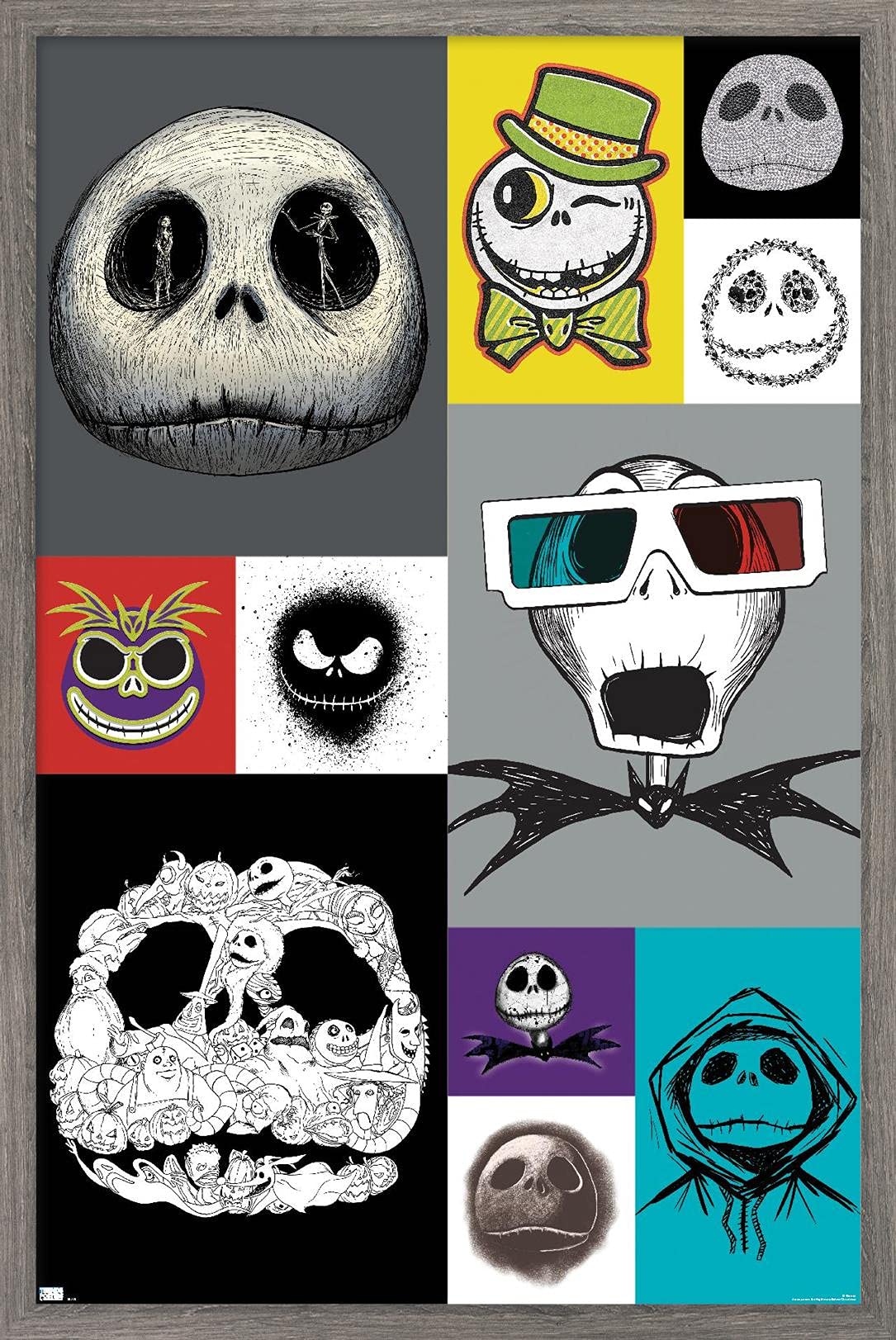 Trends International Disney Tim Burton'S The Nightmare Before Christmas - Jack Grid Wall Poster, 22.37'' X 34.00'', Barnwood Fra
