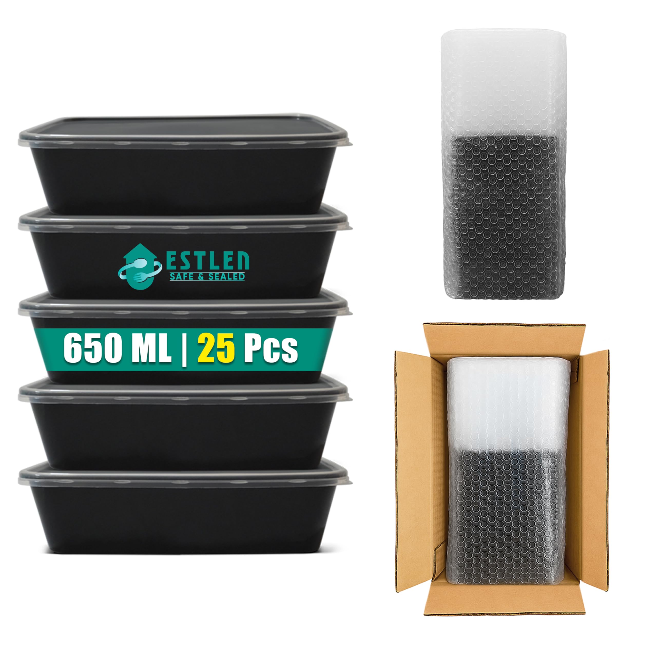 Estlen Reusable Rectangular Food Container With Lid | Bpa Free | Leak Proof | Microwave And Freezer Safe | Kitchen Storage | Mul