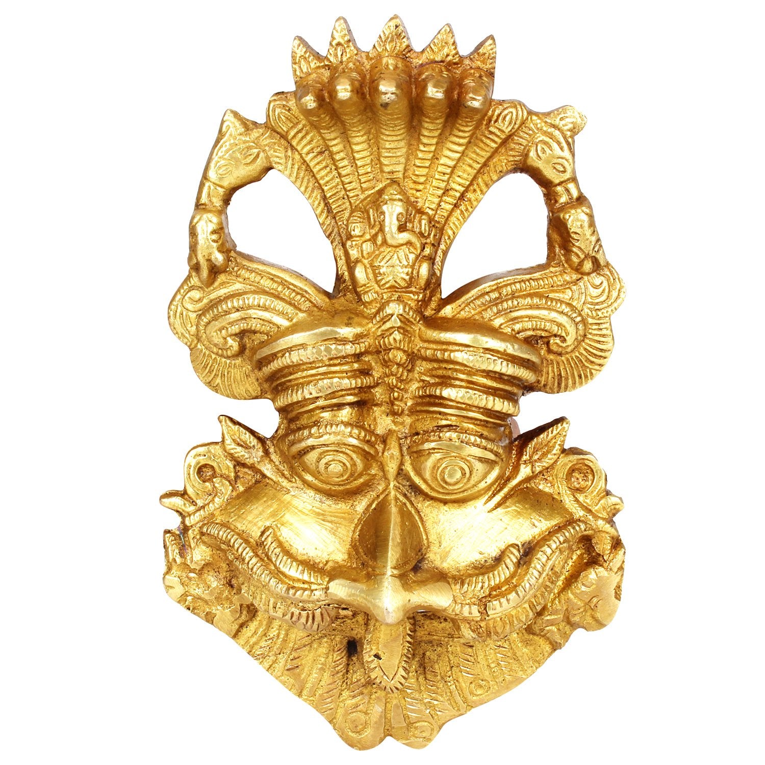 Kartique Brass Kirtimukha for Home Entrance Door Decor | Kirti Mukh Wall Hanging | Evil Eye Nazar Battu for Protection | Main Do