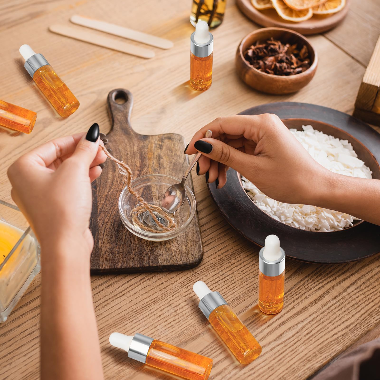 Didaey 100 Pcs Mini Glass Dropper Bottle Bulk, 5 Ml Sliver Clear Essential Oil Dropper Bottles Small Tincture Empty Bottles Samp