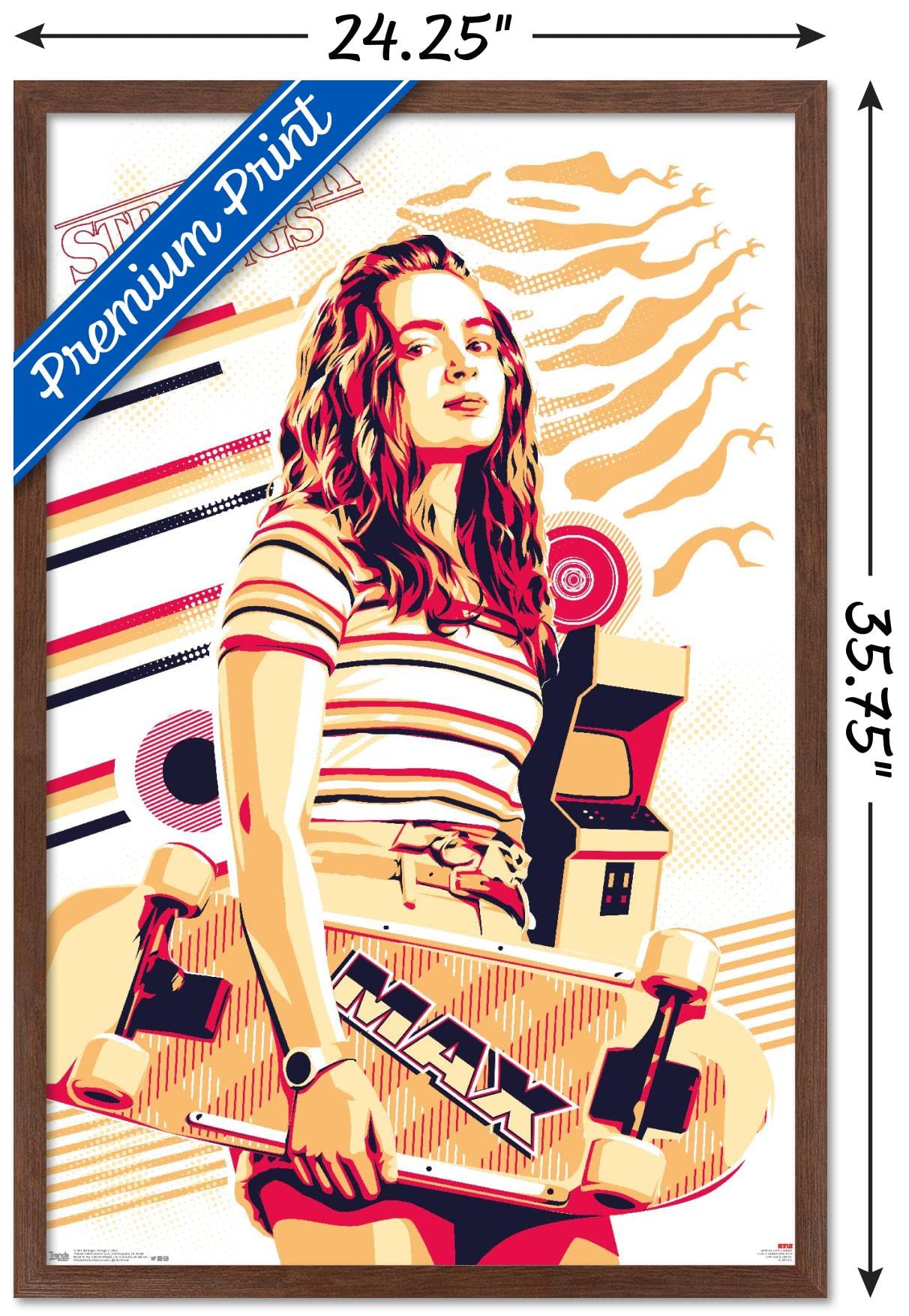 Trends International Netflix Stranger Things: Season 3 - Max Wall Poster, 22.375'' X 34'', Mahogany Framed Version