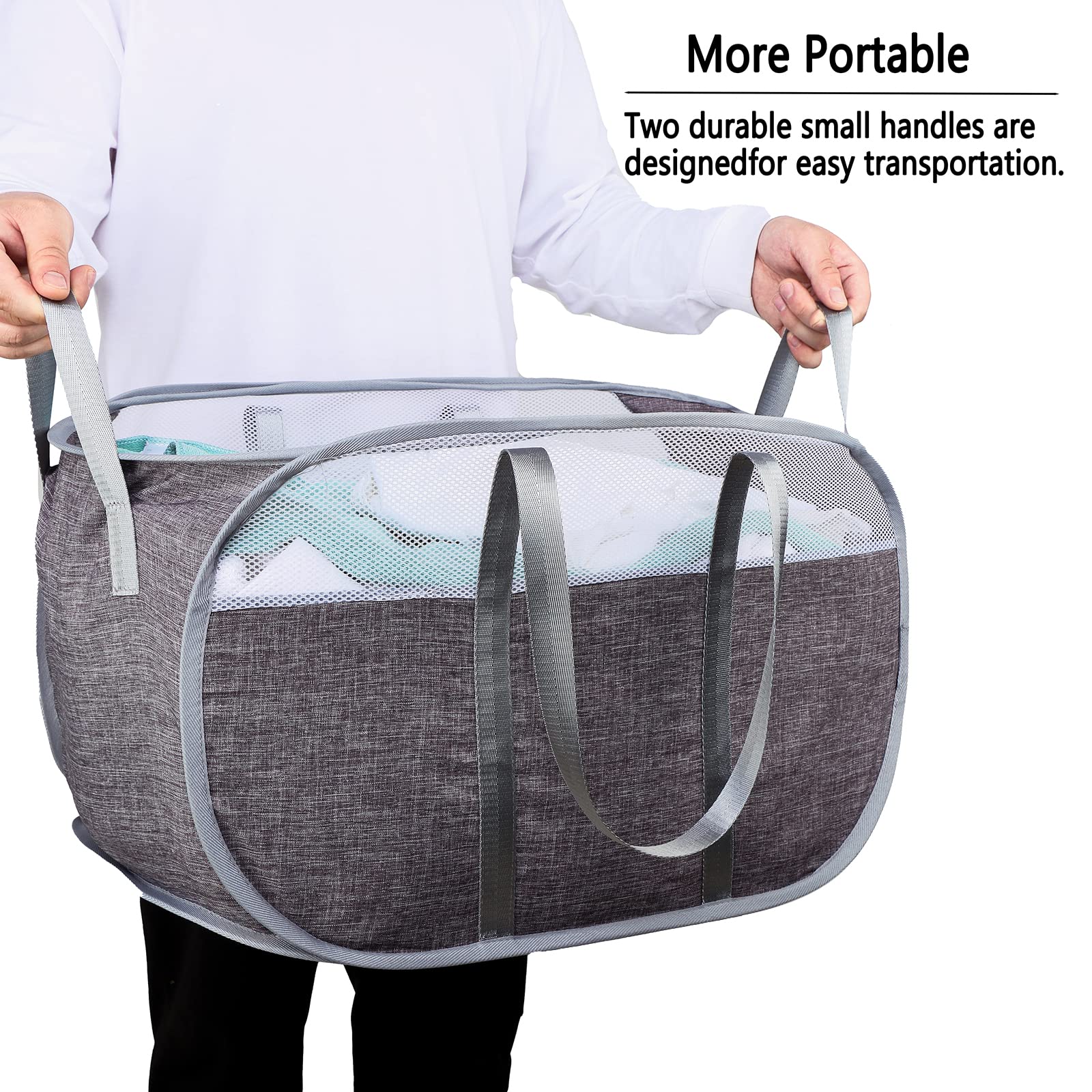 Pop Up Laundry Hamper,With Durable Handles Collapsible Laundry Basket,Easy To Open And Fold For College Dorm,Kids Room,Travel (G