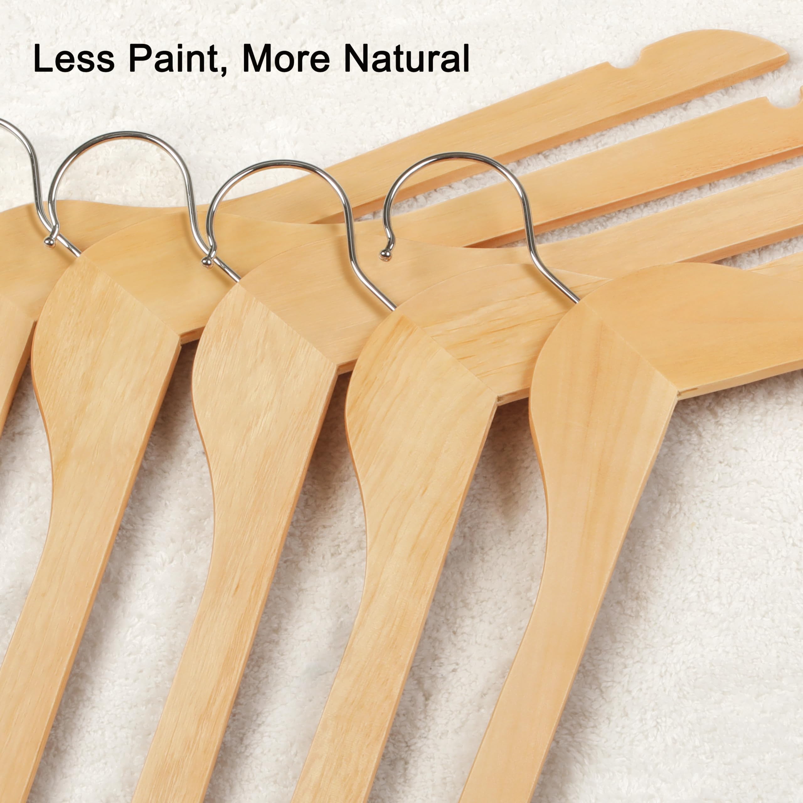Topia Hanger Wooden Hangers 30 Pack, 0.28-Inch Slim & Durable Clothes Hangers Space Saving, Natural Wood Hanger With 360Swivel H
