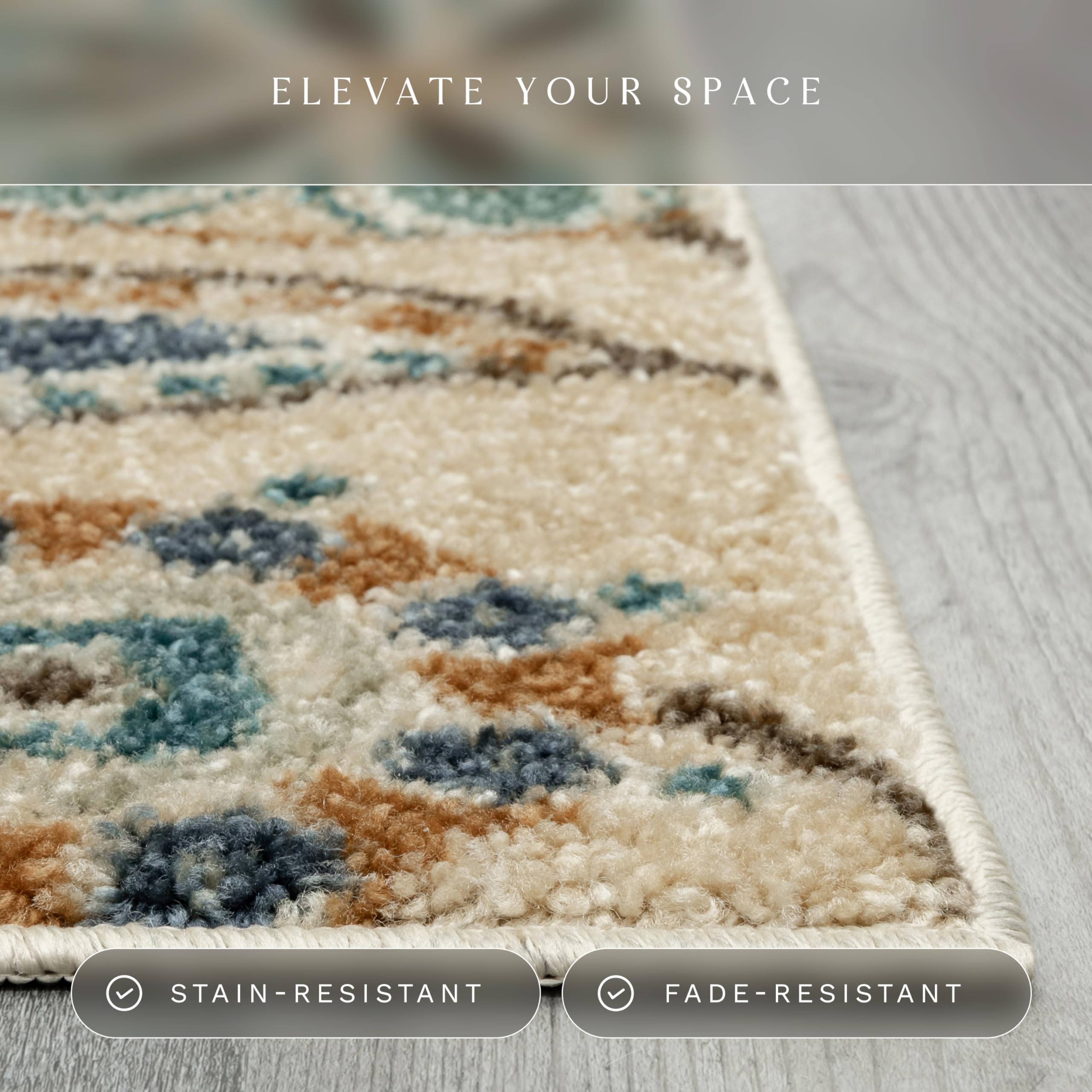 Maples Rugs Reggie Floral Area Rug - Made in USA - Low Pile, Non Slip, Pet-Friendly Mat for Living Room, Bedroom, and Office, 7