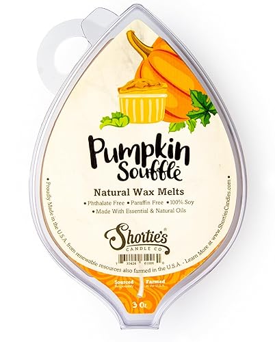 Shortie's Candle Company Pumpkin Souffle Natural Soy Wax Melts - Formula 117-1 Highly Scented 3 Oz. Bar - Made with 100% Soy and