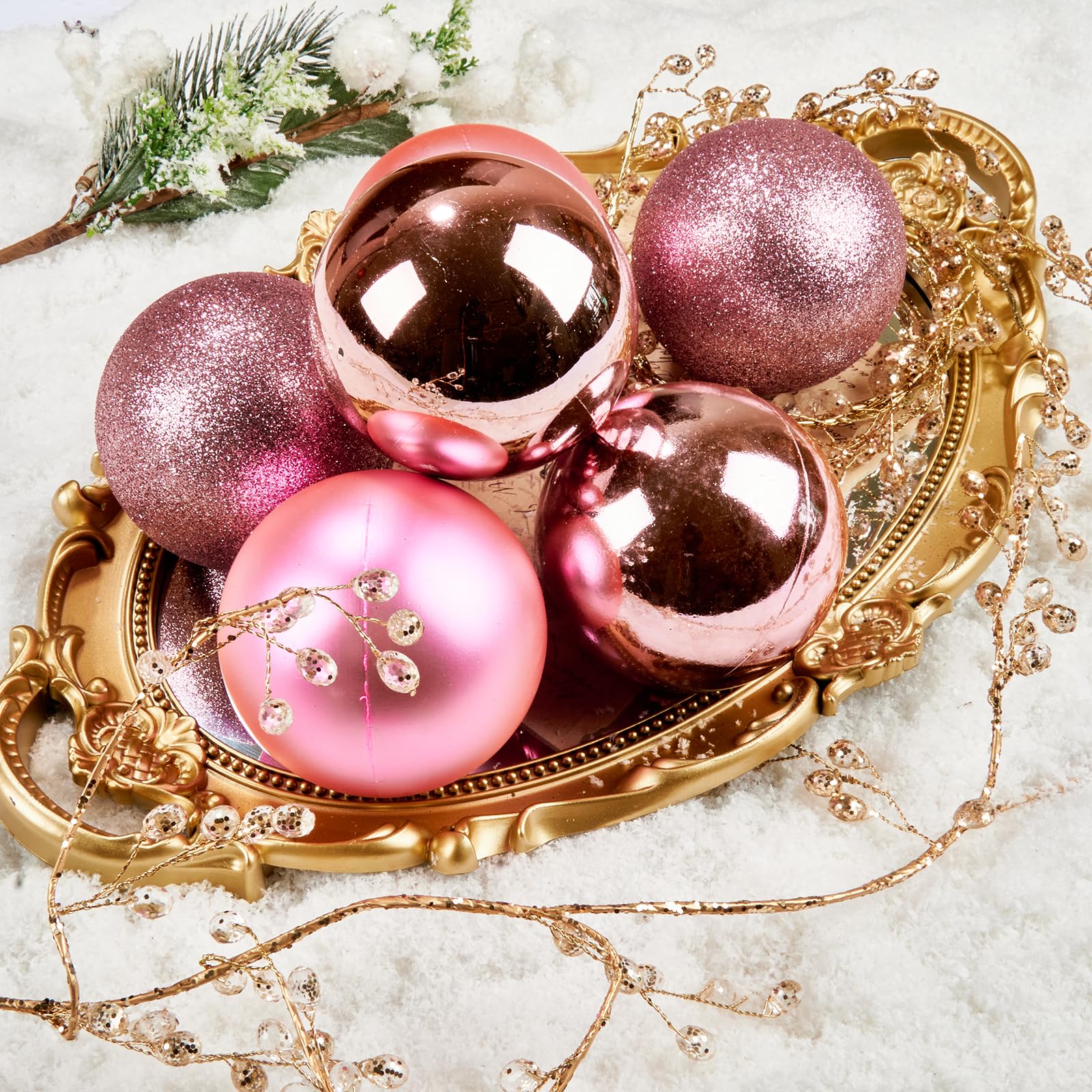Emopeak 16Pcs Christmas Balls Ornaments for Xmas Tree - 3.15Inch Large Shatterproof Christmas Tree Decorations Hanging Ball for