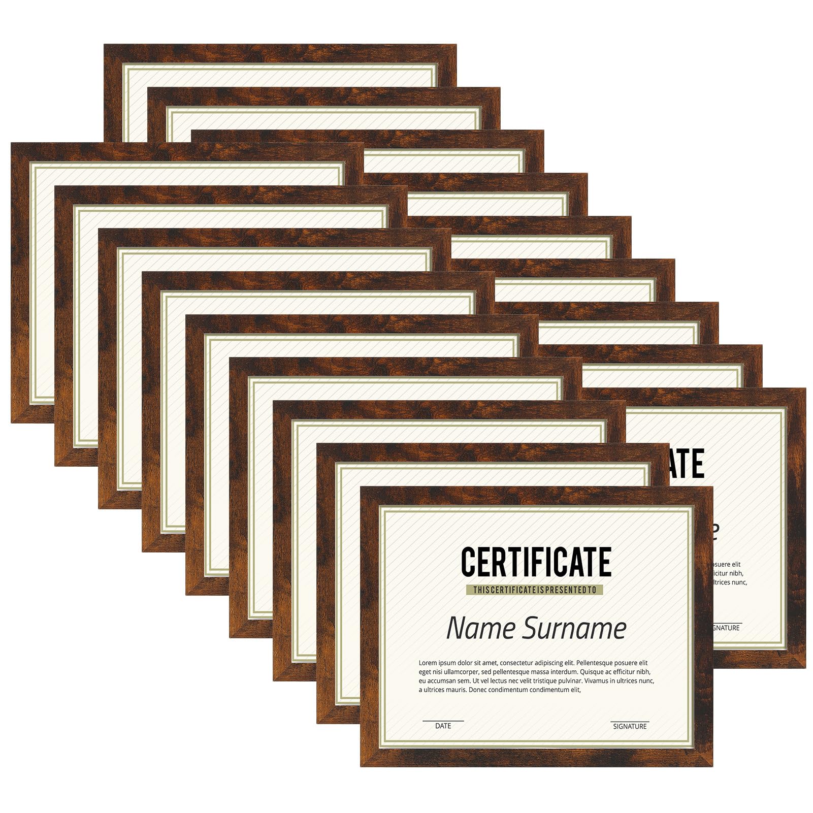 PHAREGE 8.5 by 11 Picture Frame Bulk Brown 18 Pack, MDF Wood Grain Document Frame 8.5 x 11 for Graduation Award Certificate or D