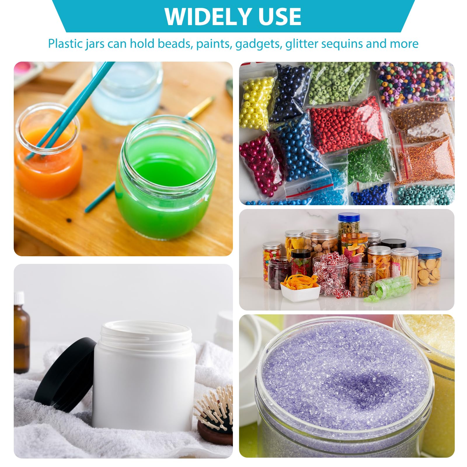 4 Oz Clear Plastic Round Jars With Black Lids, 50Pcs 4Oz 120Ml Leak-Proof Wide-Mouth Cosmetic Storage Containers For Kitchen Use