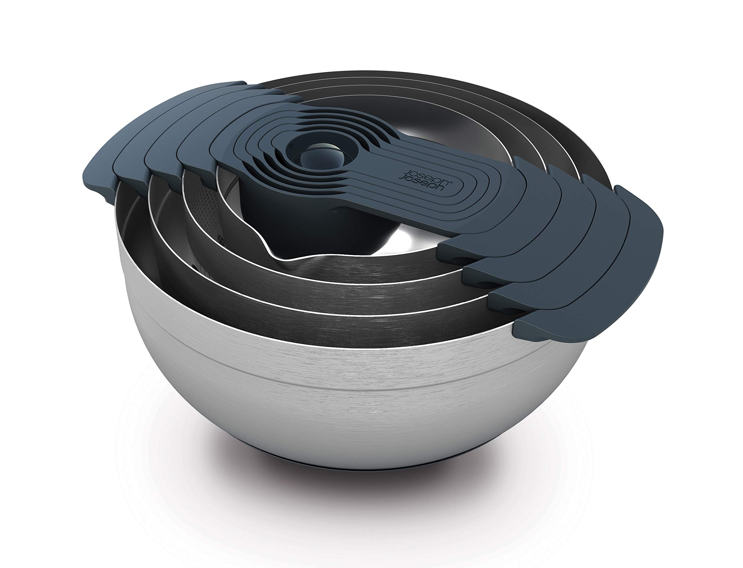 Joseph Joseph Nest 9 Plus, 9 Piece Compact Food Preparation Set With Mixing Bowls, Measuring Cups, Sieve And Colander, Stainless