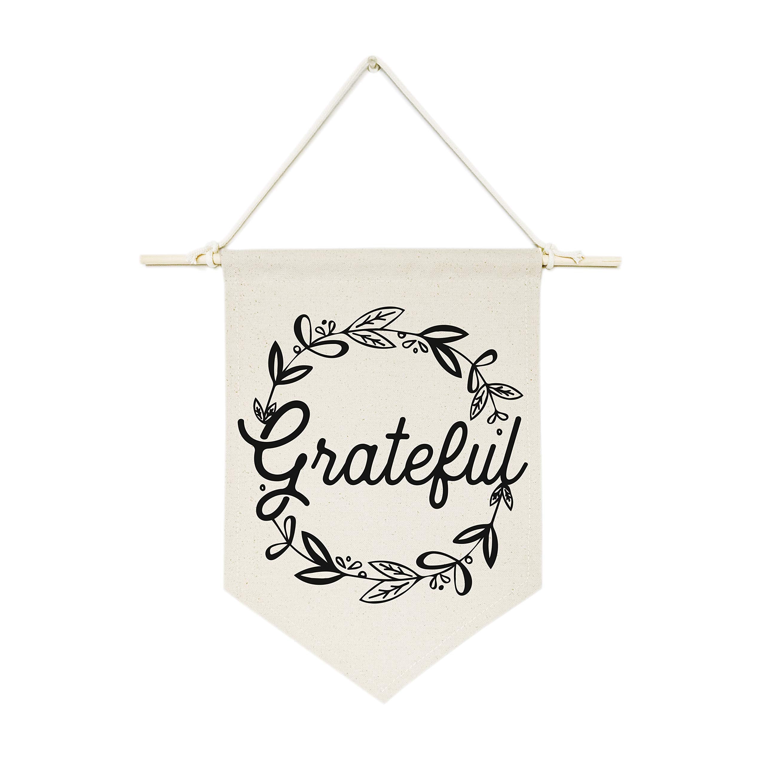 The Cotton & Canvas Co. Grateful Hanging Wall Canvas Banner, Thanksgiving, Autumn And Fall Decor