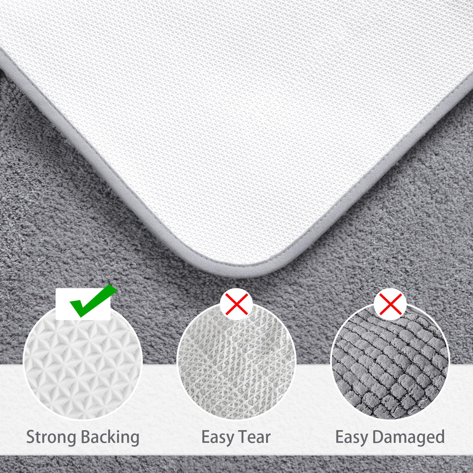 Lochas Bathroom Rug Set Light Grey, Soft Bath Rug Set 2 Piece Set, Toilet Mat U-Shaped 20X20 And 24X48 Bathroom Rugs, Quickly Dr