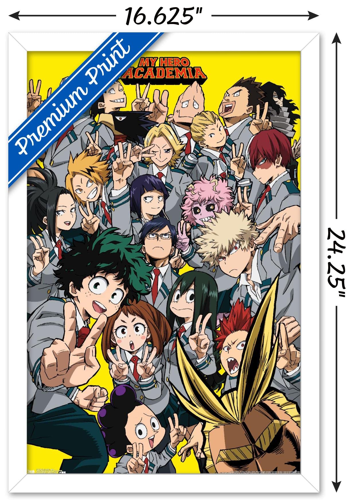 Trends International My Hero Academia - Selfie Wall Poster, 14.725'' X 22.375'', White Framed Version