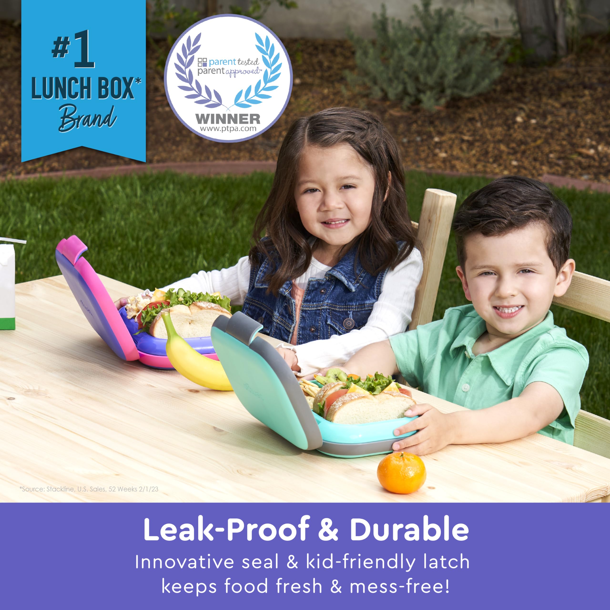 Bentgo Kids Chill Leak-Proof Lunch Box - Included Reusable Ice Pack Keeps Food Cold; 4-Compartment Bento Lunch Container; Microw