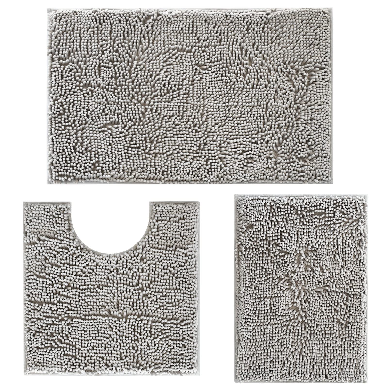 Bathroom Rugs Non Slip Bathroom Rugs Sets 3 Piece Chenille , Ultra Soft Bath Rugs, Absorbent Shaggy Bath Mat Set, Easy Clean Dri