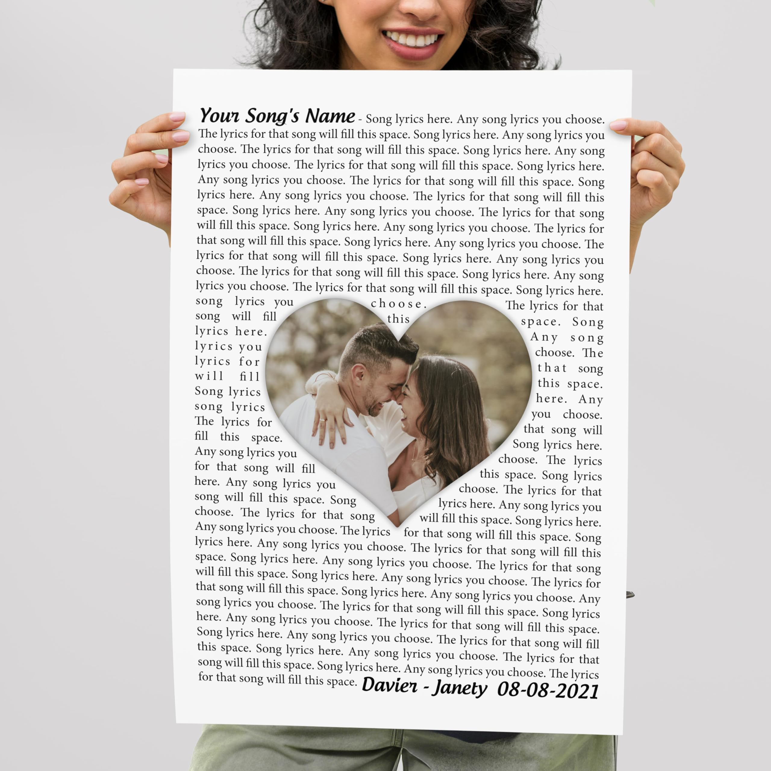 H-Dewall Personalized Song Lyrics Poster Photo Couples Gifts For Boyfriend Customized Canvas Framed Photo Picture Gifts For Him