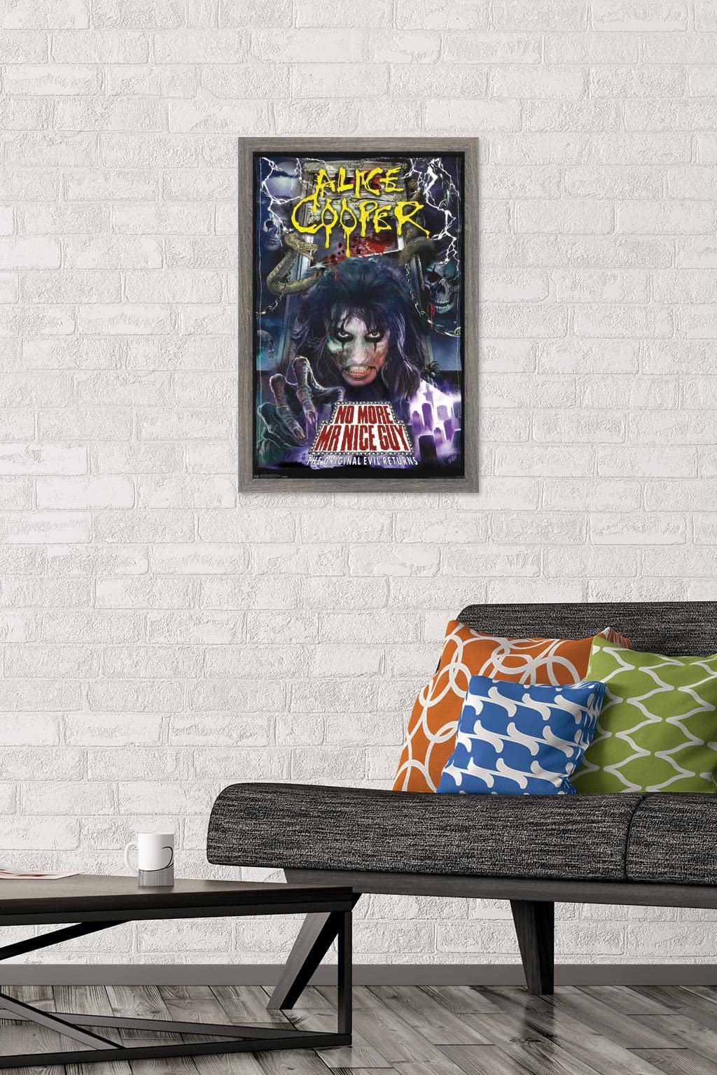 Trends International Alice Cooper - No More Mr. Nice Guy Wall Poster, 14.725'' X 22.375'', Barnwood Framed Version