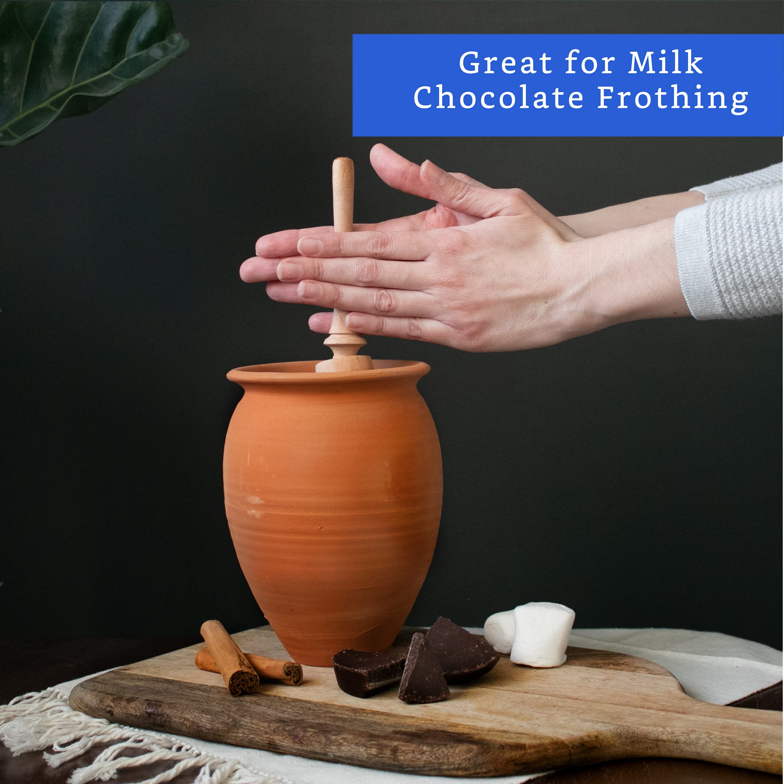 Authentic Artisanal Mexican Molinillo Hot Chocolate Frother (Small Cup Size) - Handmade Premium Mexican Hot Chocolate Wooden Whi