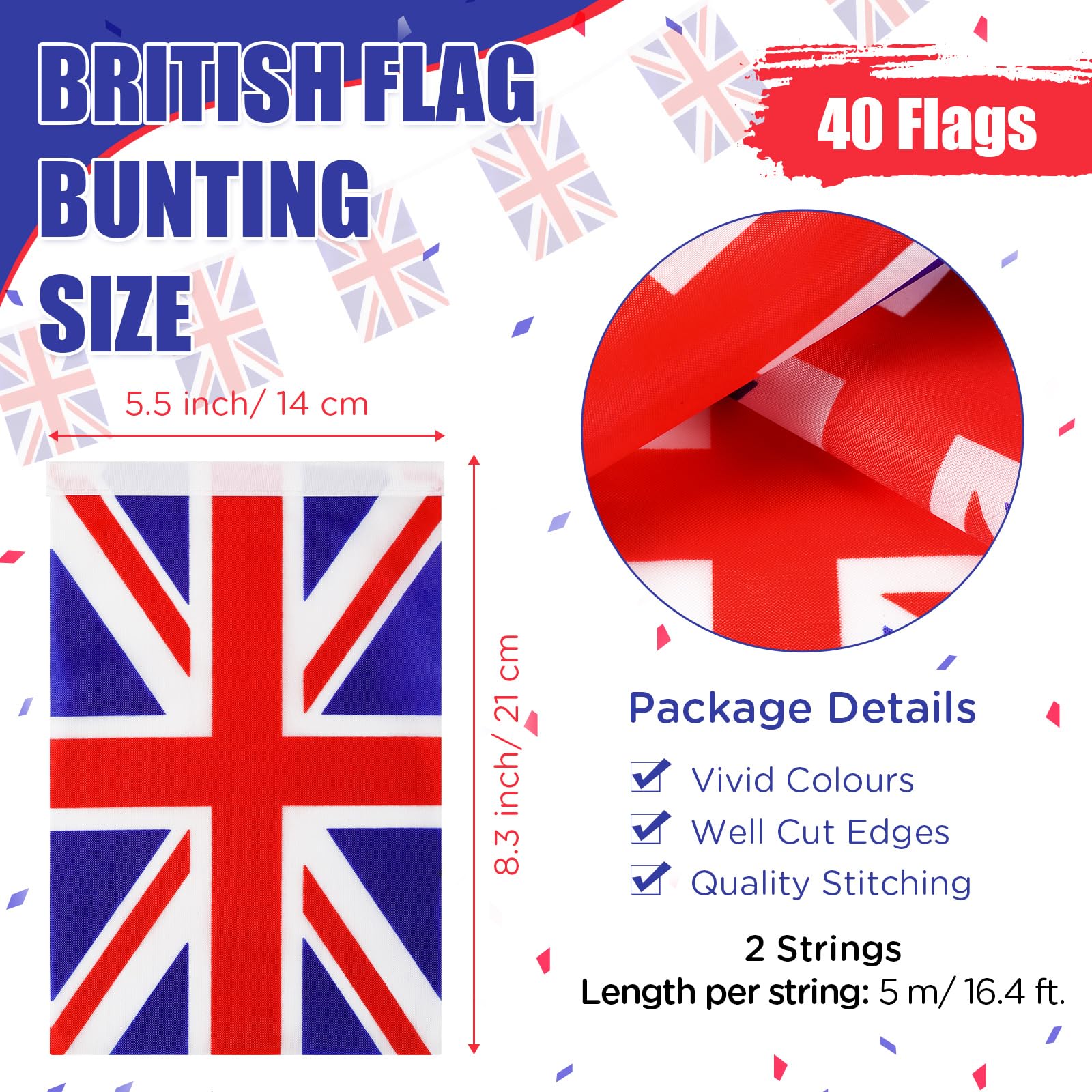 Lenwen 54 Pcs 4Th Of July British String Pennant Banners British Flag Red White And Blue Latex Balloons With Confetti Balloons C
