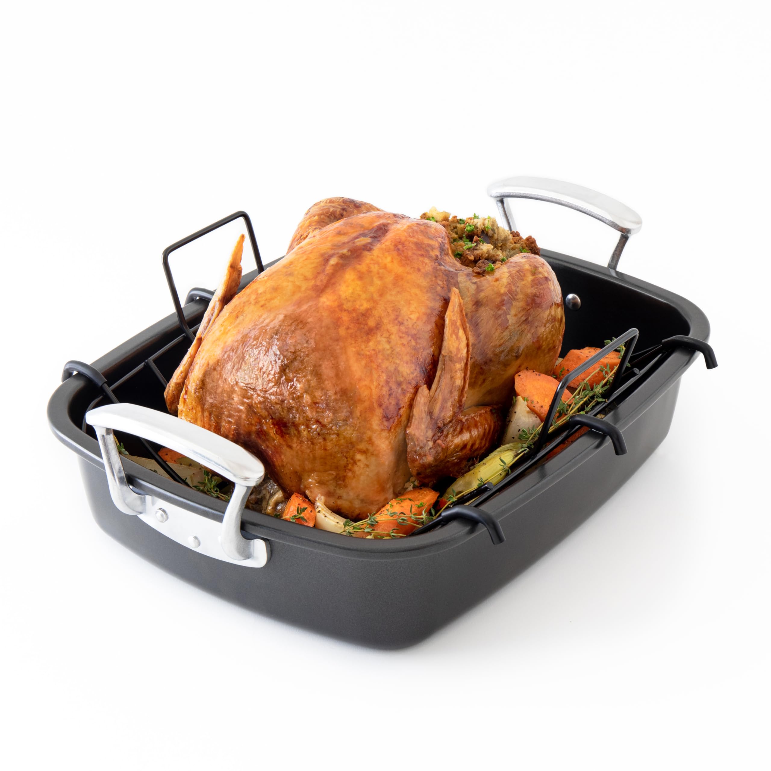 Chef Pomodoro Deluxe Large Carbon Steel Roasting Pan With U-Rack, 18.5 X 14.5-In (47 X 37 Cm), Extra-Large, Grey - The Ultimate