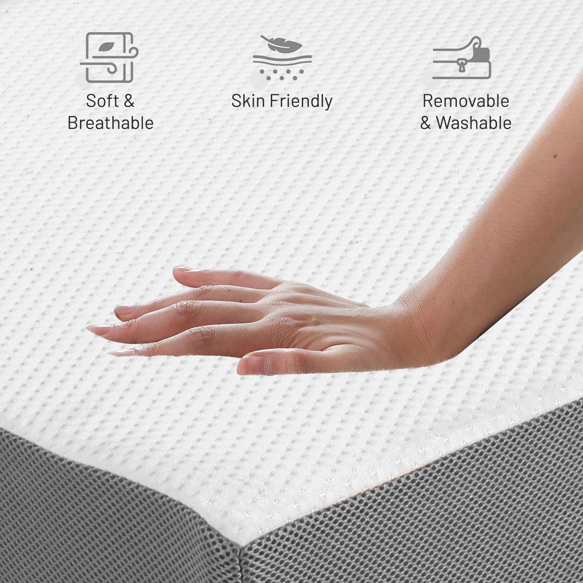 Treaton, 5-Inch Tri-Folding Gel Memory Foam Portable Floor Mattress | Breathable Mesh, Ultra Soft, Cot Pad, Removable And Washab
